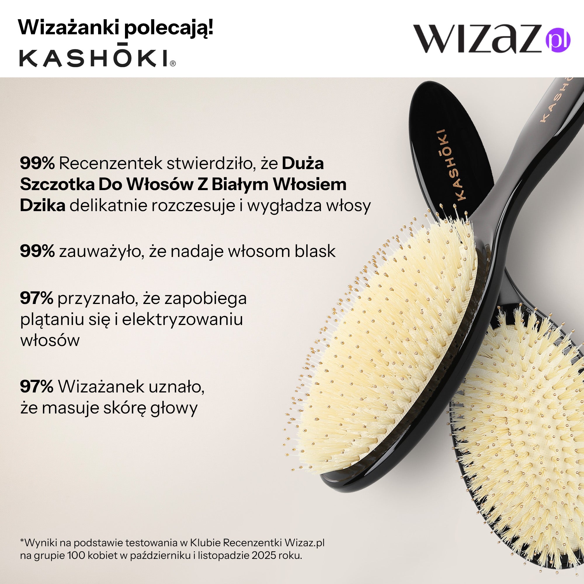 KASHŌKI Smooth White Detangler Velký kartáč s bílými kančími štětinami, oválný #6