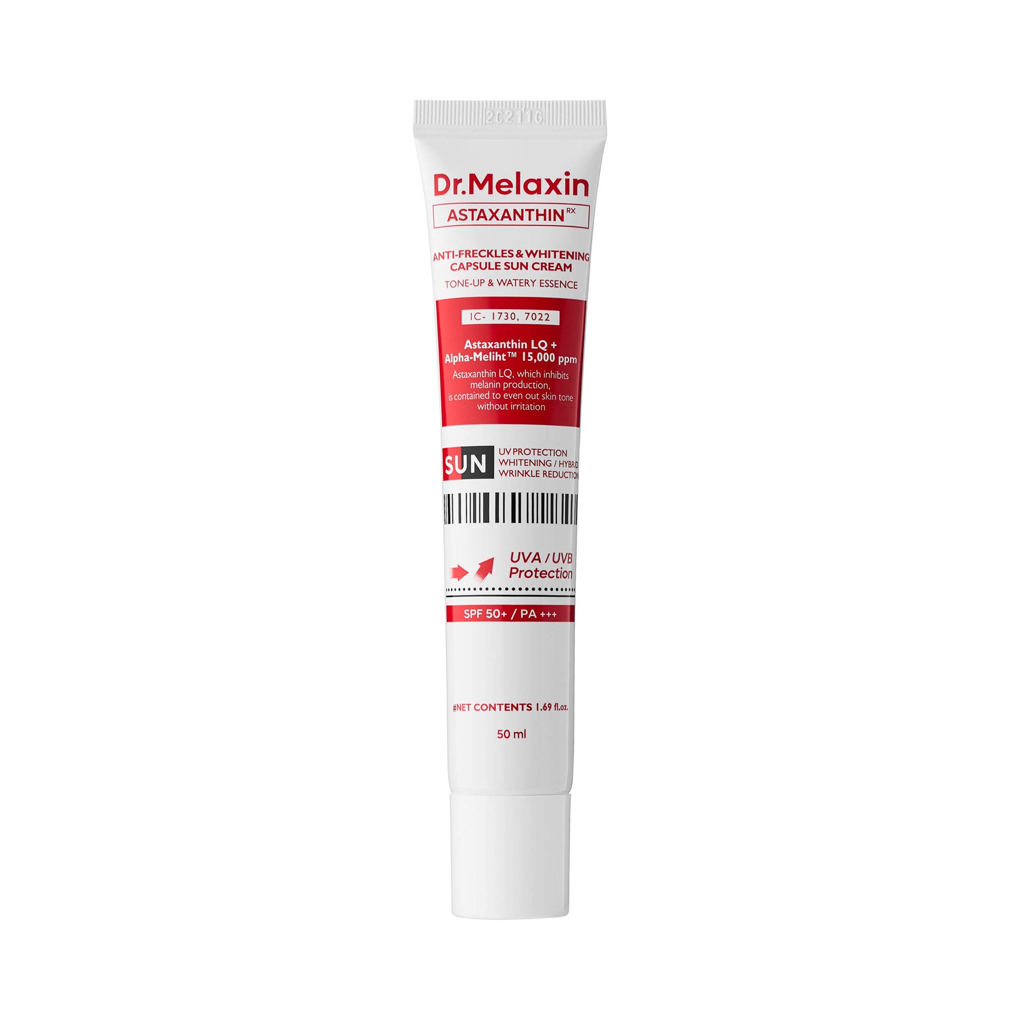 DR.MELAXIN Astaxanthin Anti-Freckles & Whitening Capsule Sunscreen SPF50+ / PA+++ - Tónovací krém s filtrem proti zabarvení 50 ml