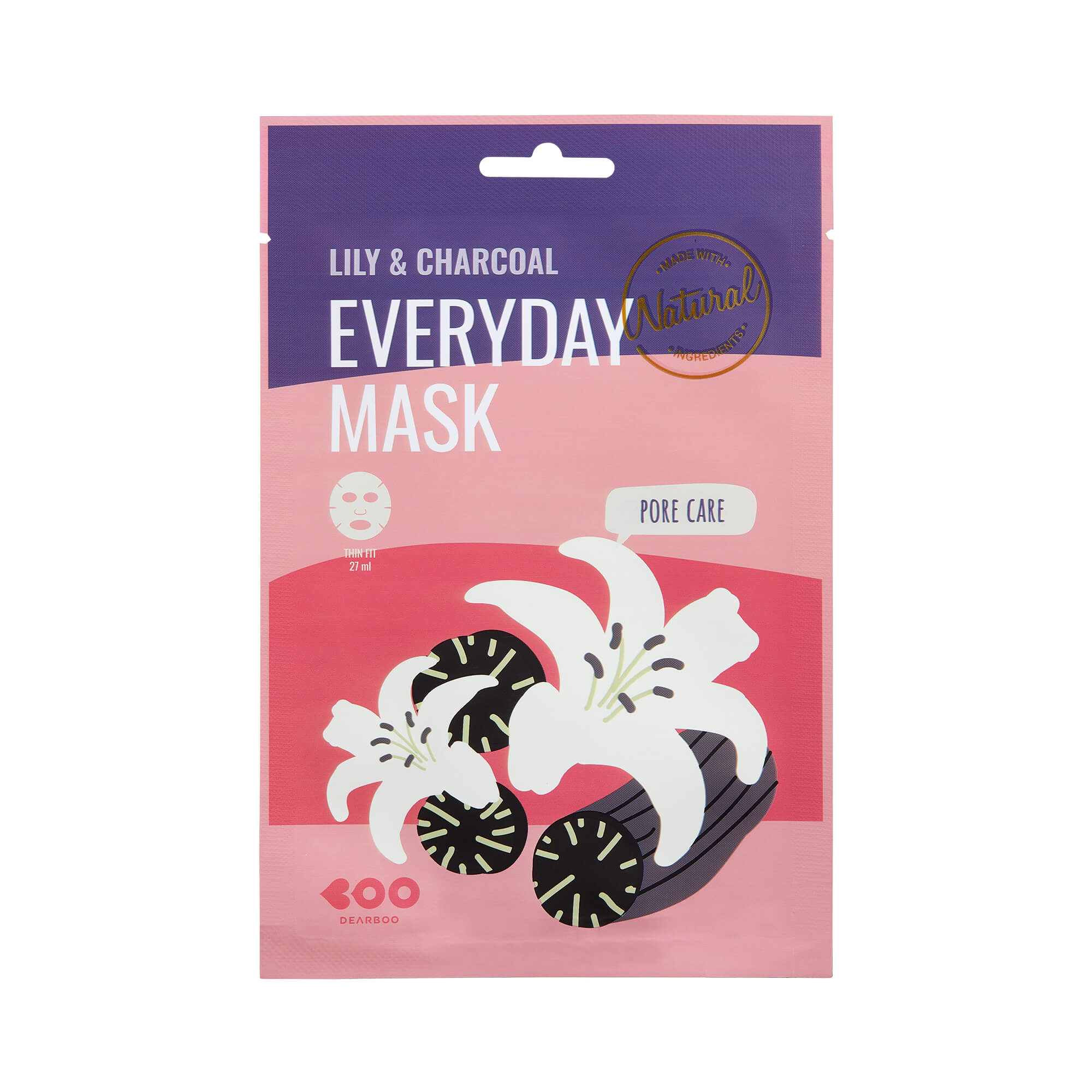 DEARBOO EVERYDAY LILY&CHARCOAL Maska w płachcie zwężająca pory 27 ml
