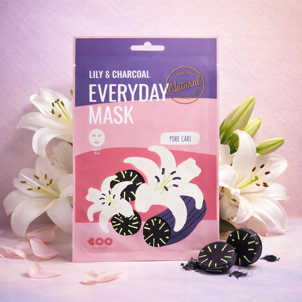 DEARBOO EVERYDAY LILY&CHARCOAL Maska w płachcie zwężająca pory 27 ml #4