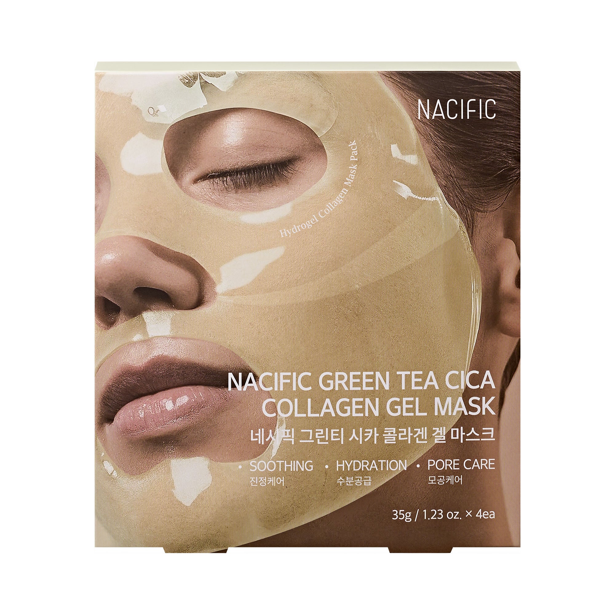 NACIFIC GREEN TEA Cica Collagen Gel Mask – hydrogelová zklidňující a hydratační pleťová maska 35 g
