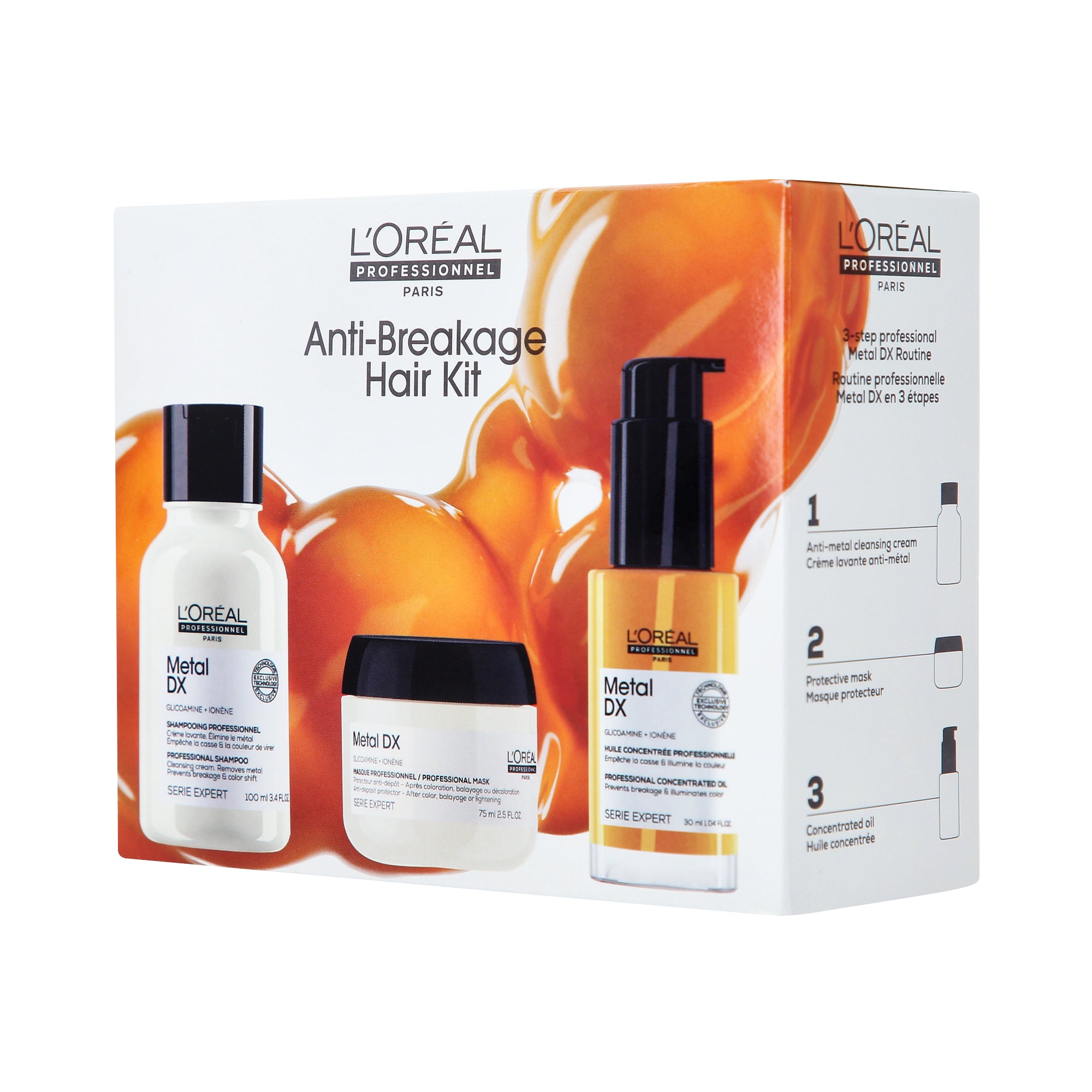 L'OREAL PROFESSIONNEL METAL DETOX MINI HAIR KIT Sada pro péči o barvené vlasy 100 ml + 75 ml + 30 ml