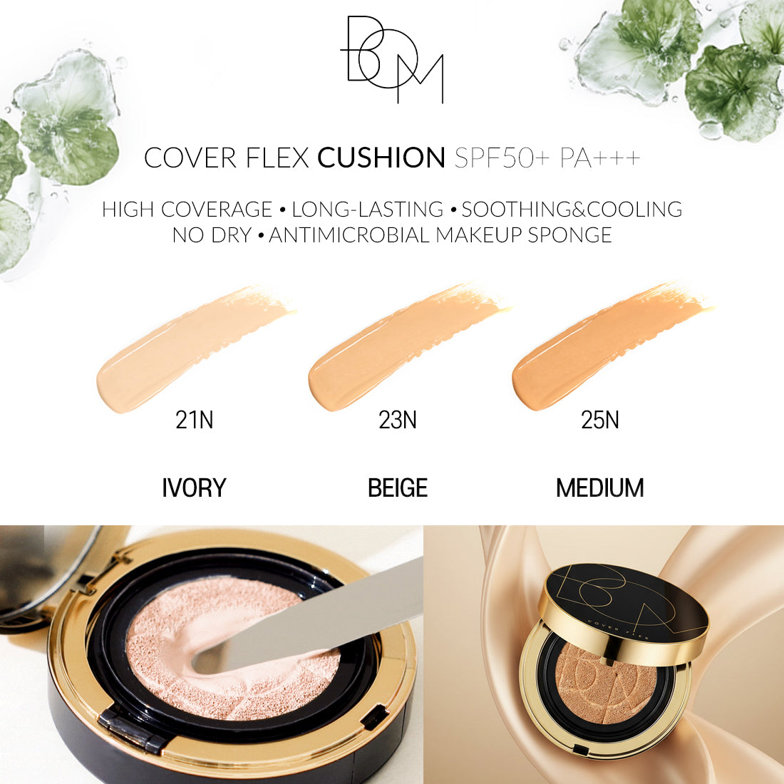 B.O.M COVER FLEX CUSHION Polomatný, vysoce krycí make-up SPF 50+ PA+++ 15 g