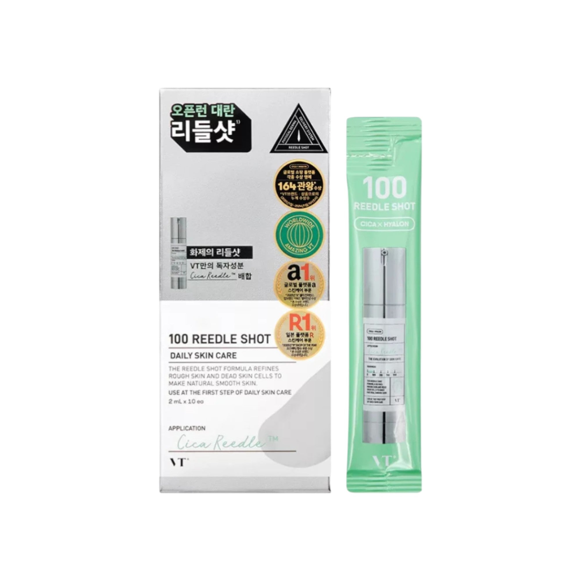 VT COSMETICS 100 REEDLE SHOT Skoncentrowane serum w ampułkach z ekstraktem z wąkroty azjatyckiej 10 x 2 ml