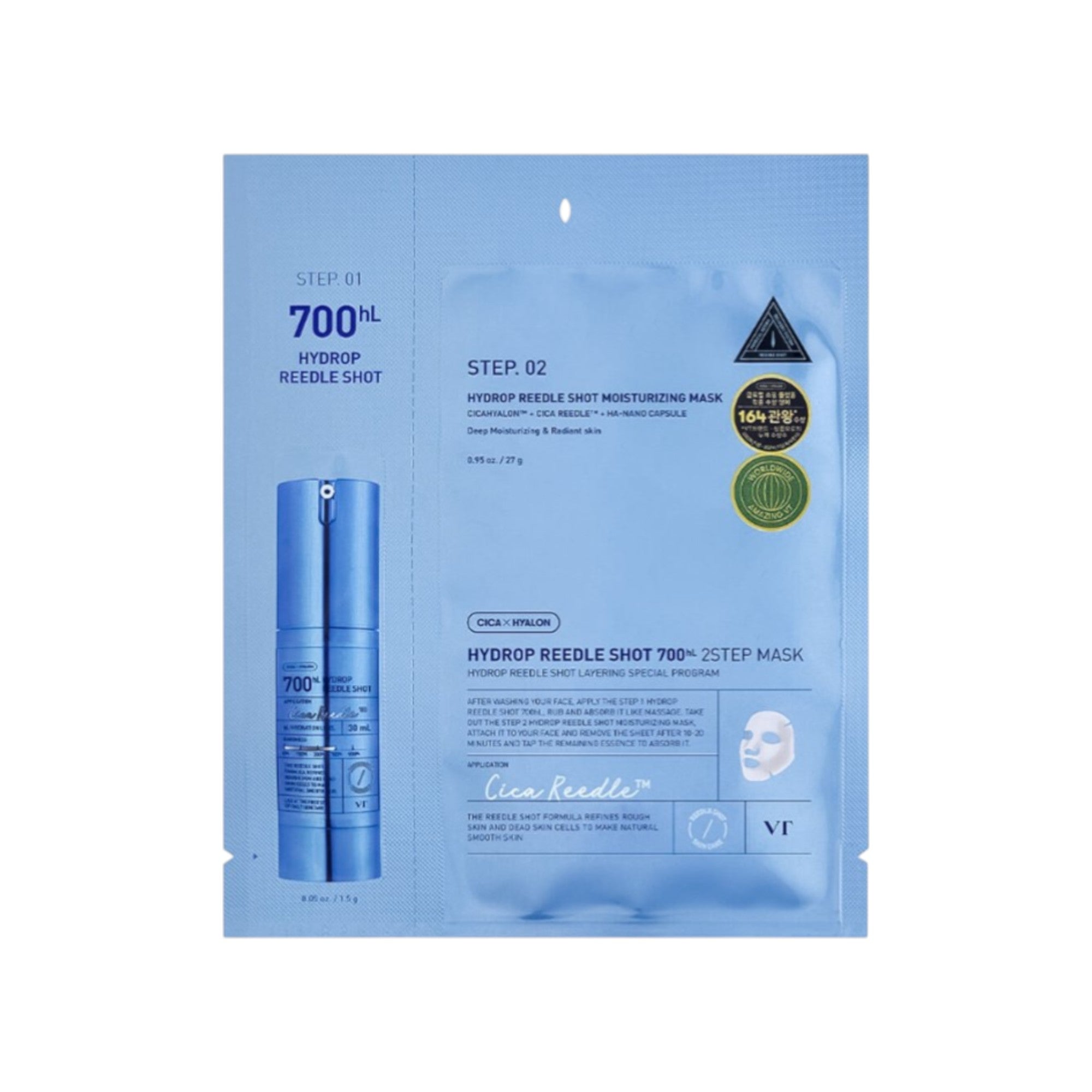 VT COSMETICS HYDROP REEDLE SHOT700 Zweistufige Hydrogel-Gesichtsmaske 38 g