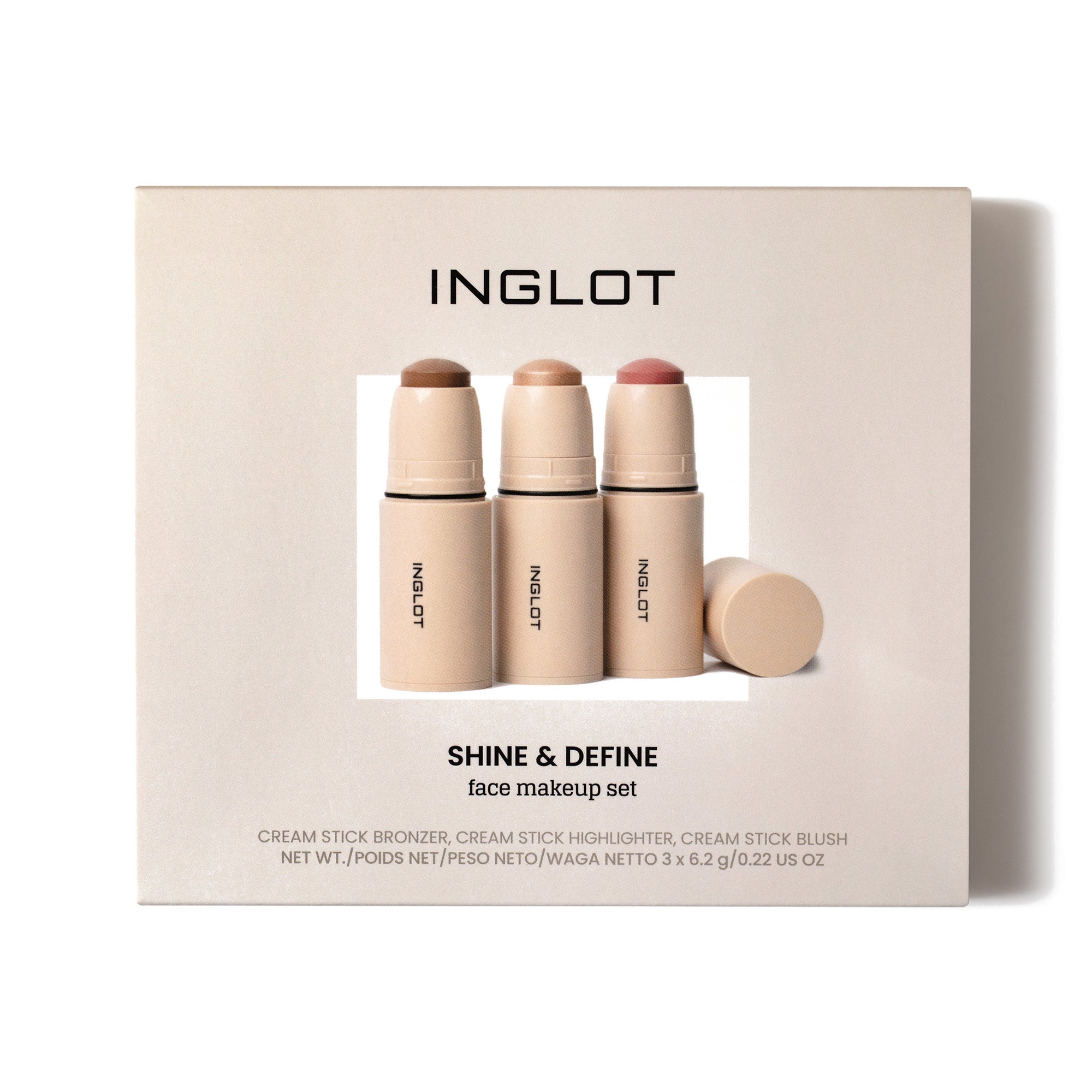 INGLOT SHINE & DEFINE Sada líčení na obličej 3 x 6,2 g