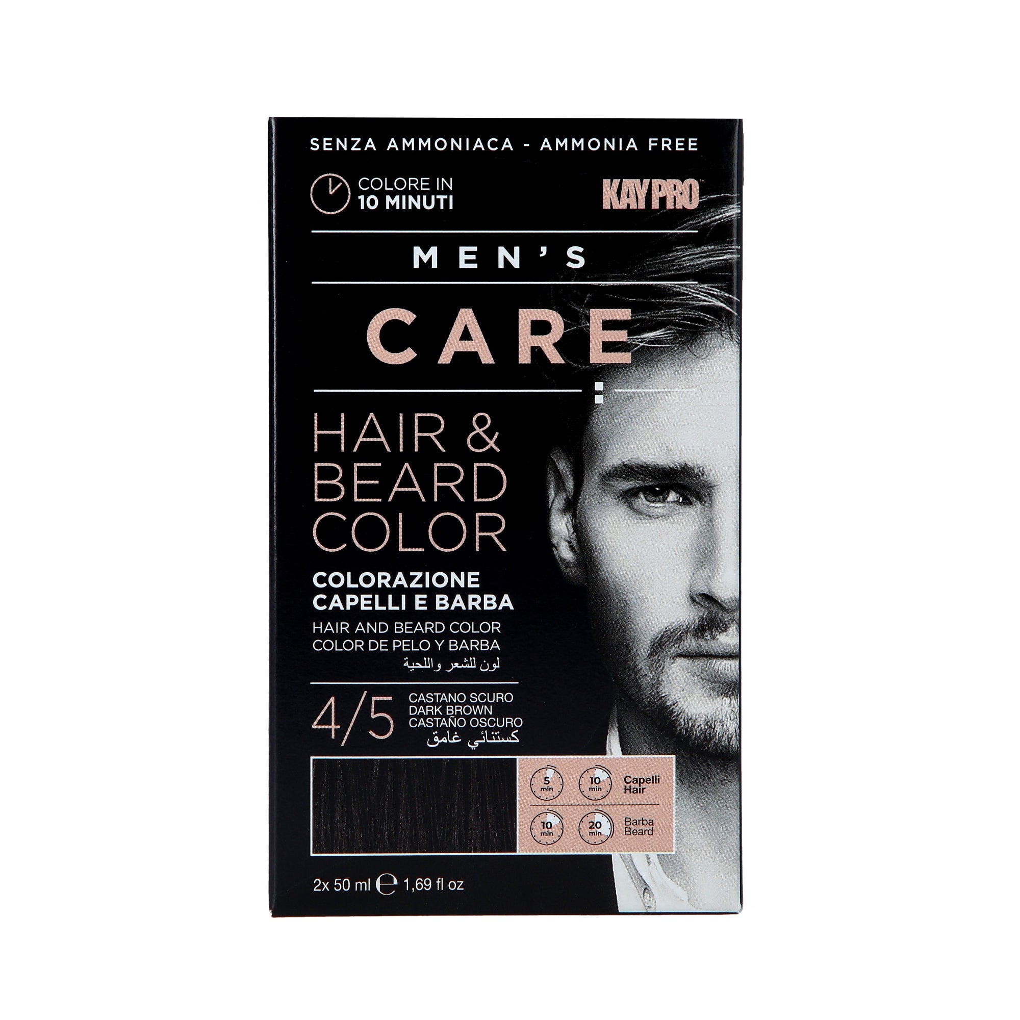 KAYPRO MEN’S CARE Anti-Grau-Pflege für Männerhaar und Bart 4/5 Dunkelbraun 2x50 ml