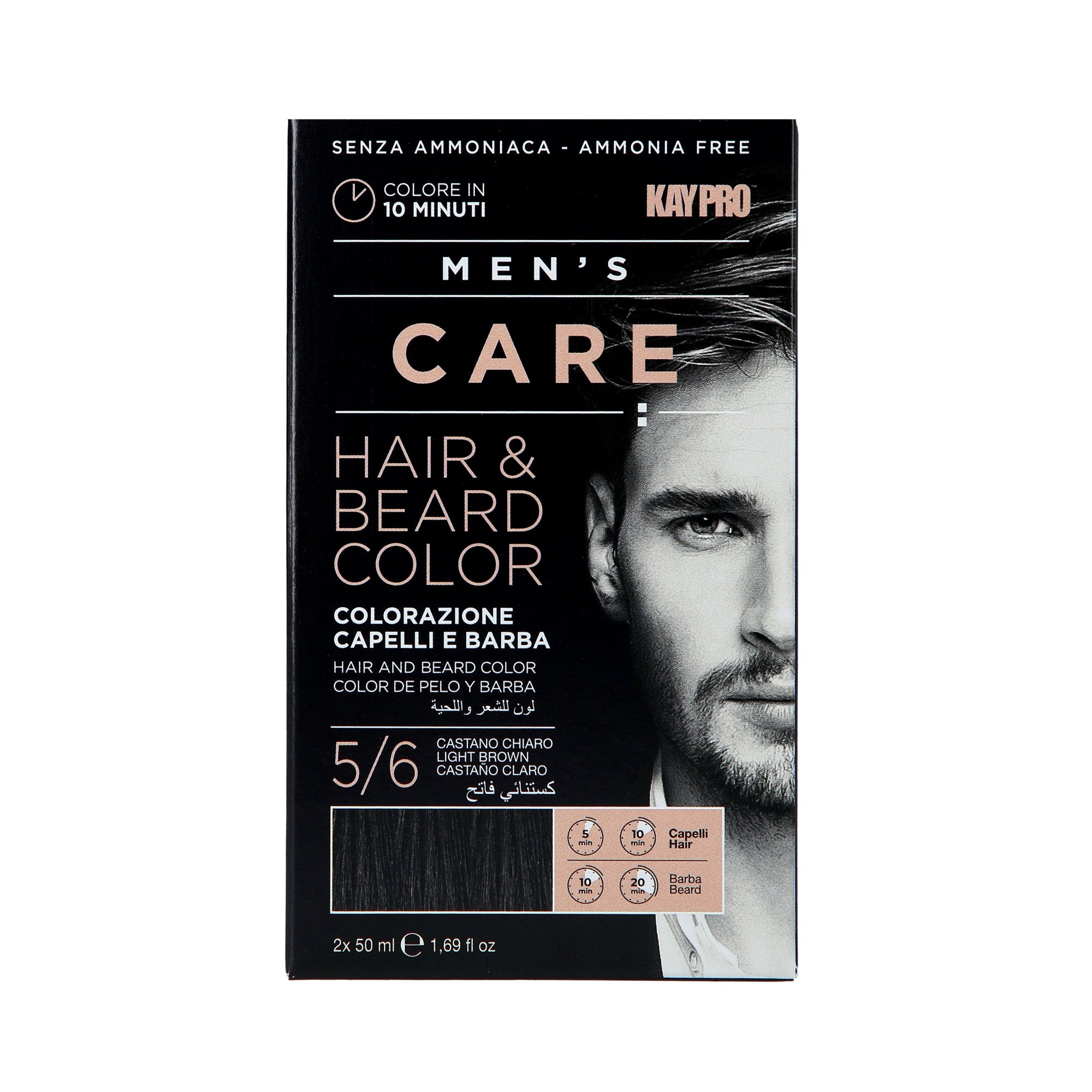 KAYPRO MEN’S CARE Anti-Grau-Pflege für Männerhaar und Bart, 5/6 Braun, 2 x 50 ml
