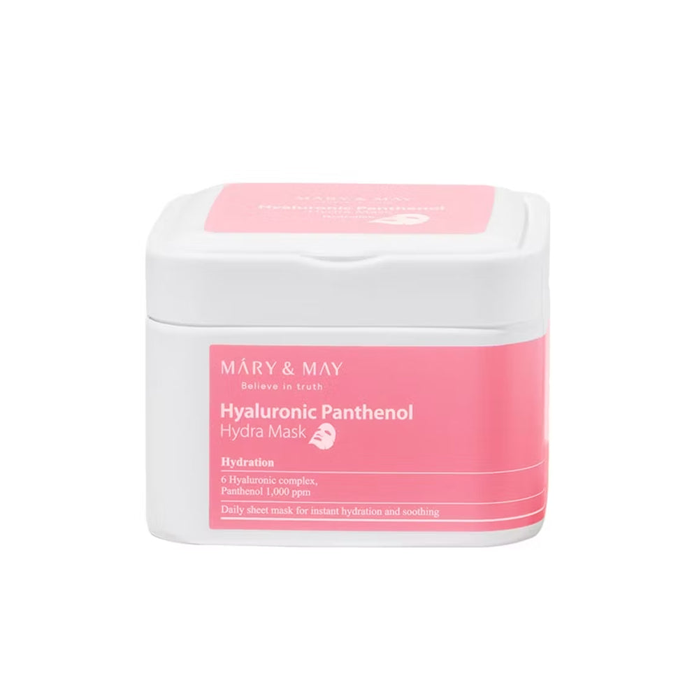 MARY & MAY HYALURONIC PANTHENOL HYDRA MASK Zestaw nawilżających maseczek w płachcie z kwasem hialuronowym 30 szt.