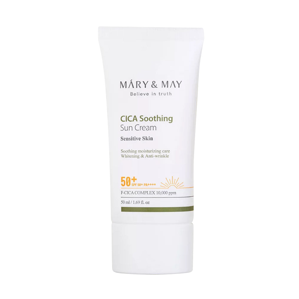 MARY & MAY CICA SOOTHING SUN CREAM Łagodzący krem przeciwsłoneczny z filtrem SPF50+ PA++++ 50 ml