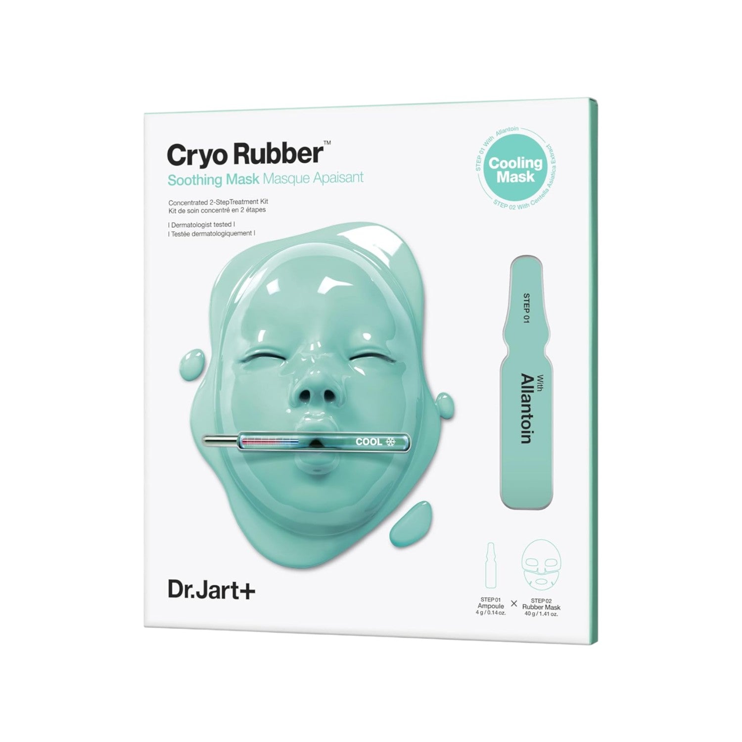 DR. JART+ CRYO RUBBER™ SOOTHING ALLANTOIN Hydrożelowa maska do twarzy o działaniu kojąco-chłodzącym 4 g + 40 g