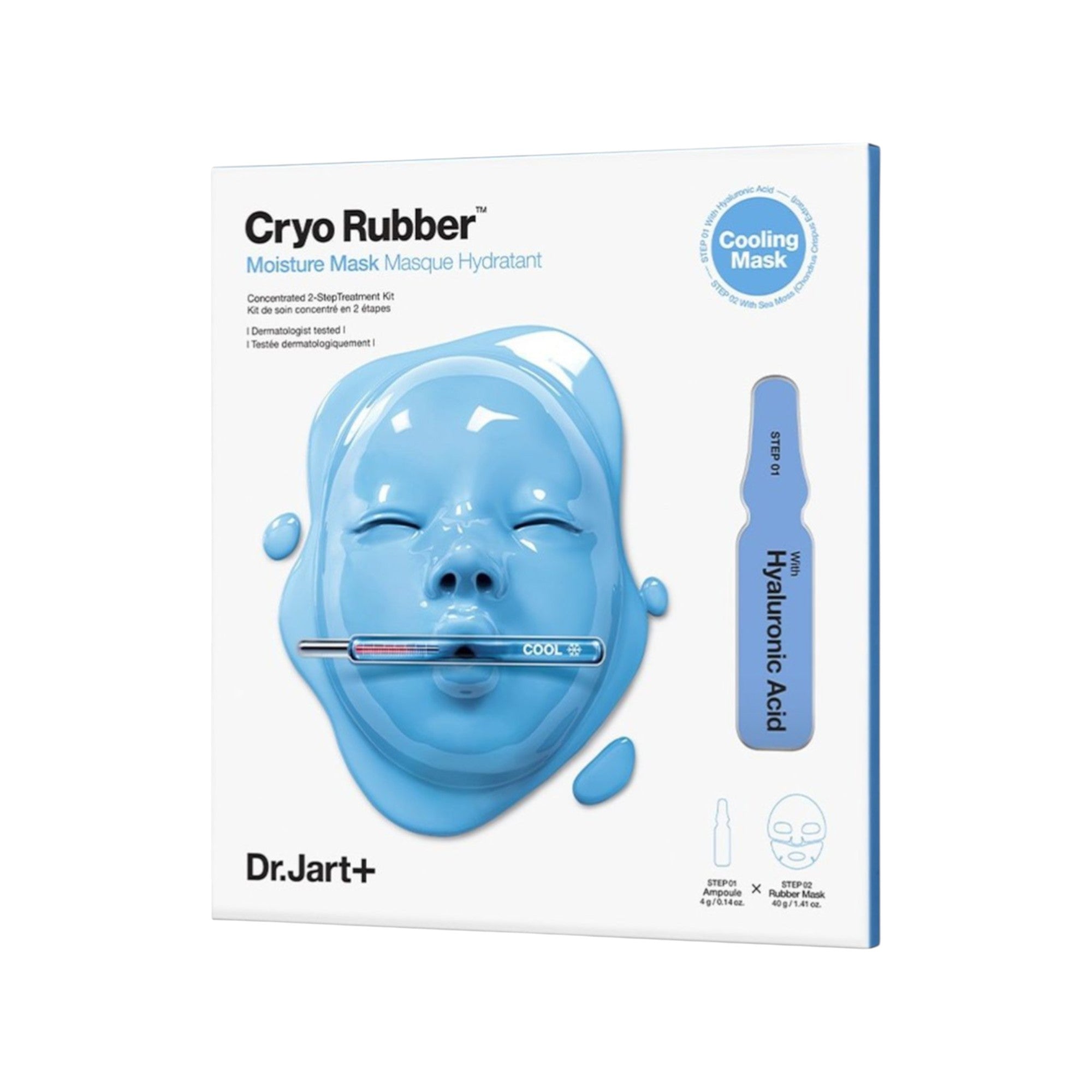 DR. JART+ CRYO RUBBER™ MOISTURIZING HYALURONIC ACID Intensywnie nawilżająca maska do twarzy 4 g + 40 g