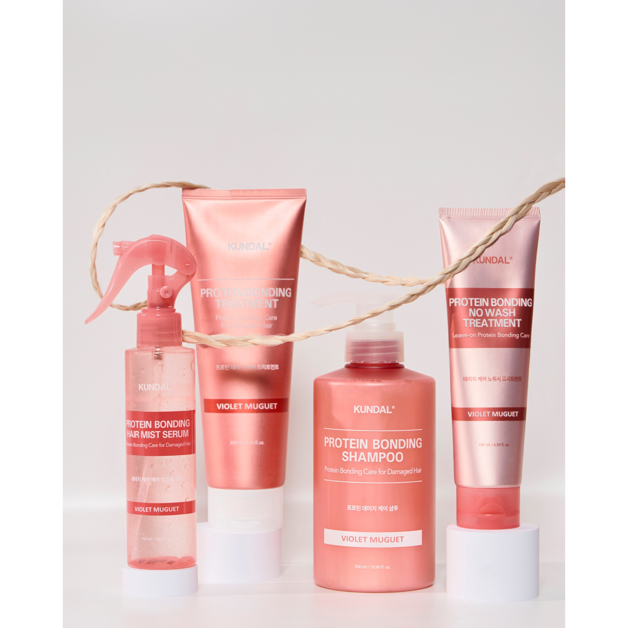 KUNDAL PROTEIN BONDING NO WASH Intenzivně posilující kúra bez oplachování Violet Muguet 130 ml #3