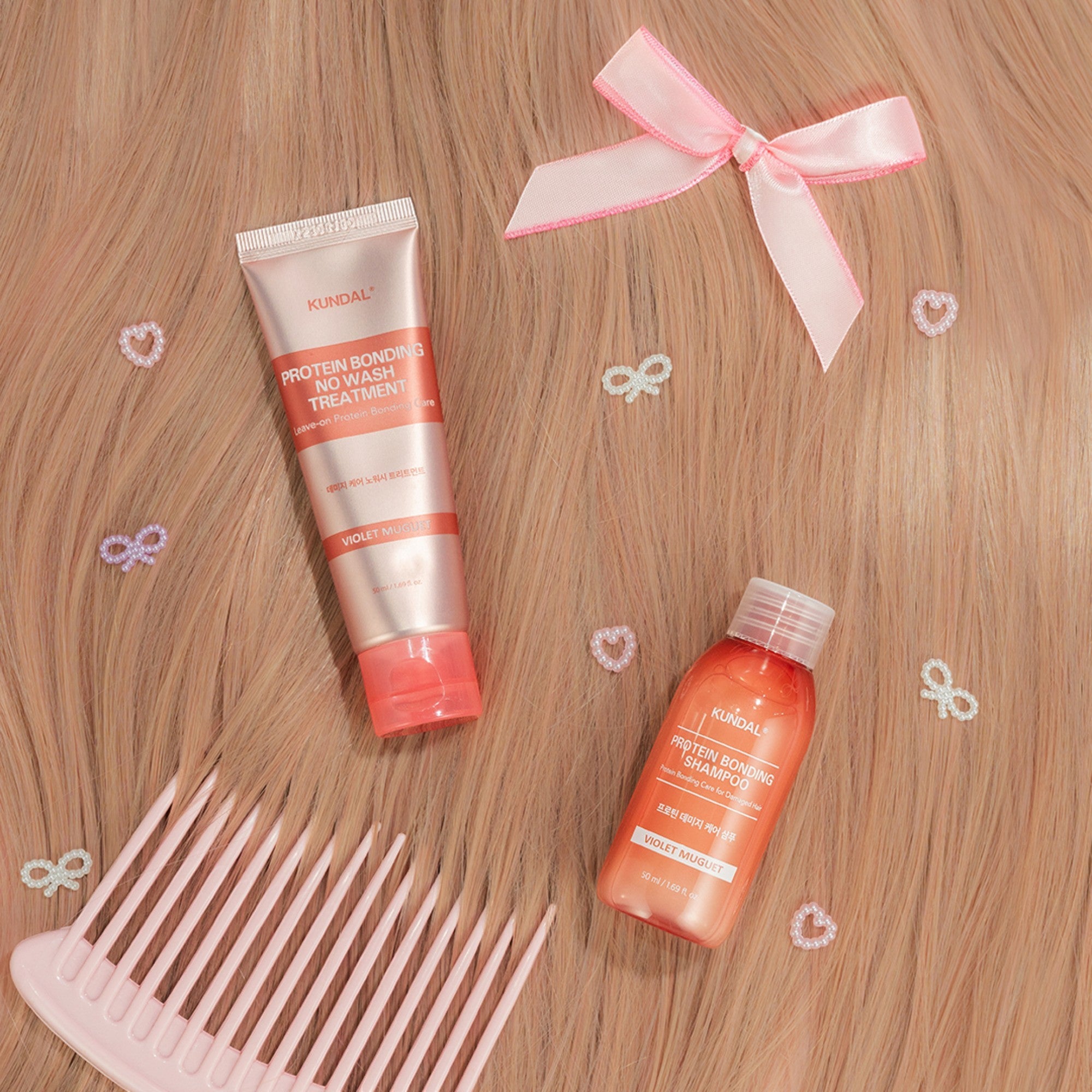 KUNDAL PROTEIN BONDING NO WASH Intensywnie wzmacniająca kuracja bez spłukiwania Violet Muguet 50 ml #3