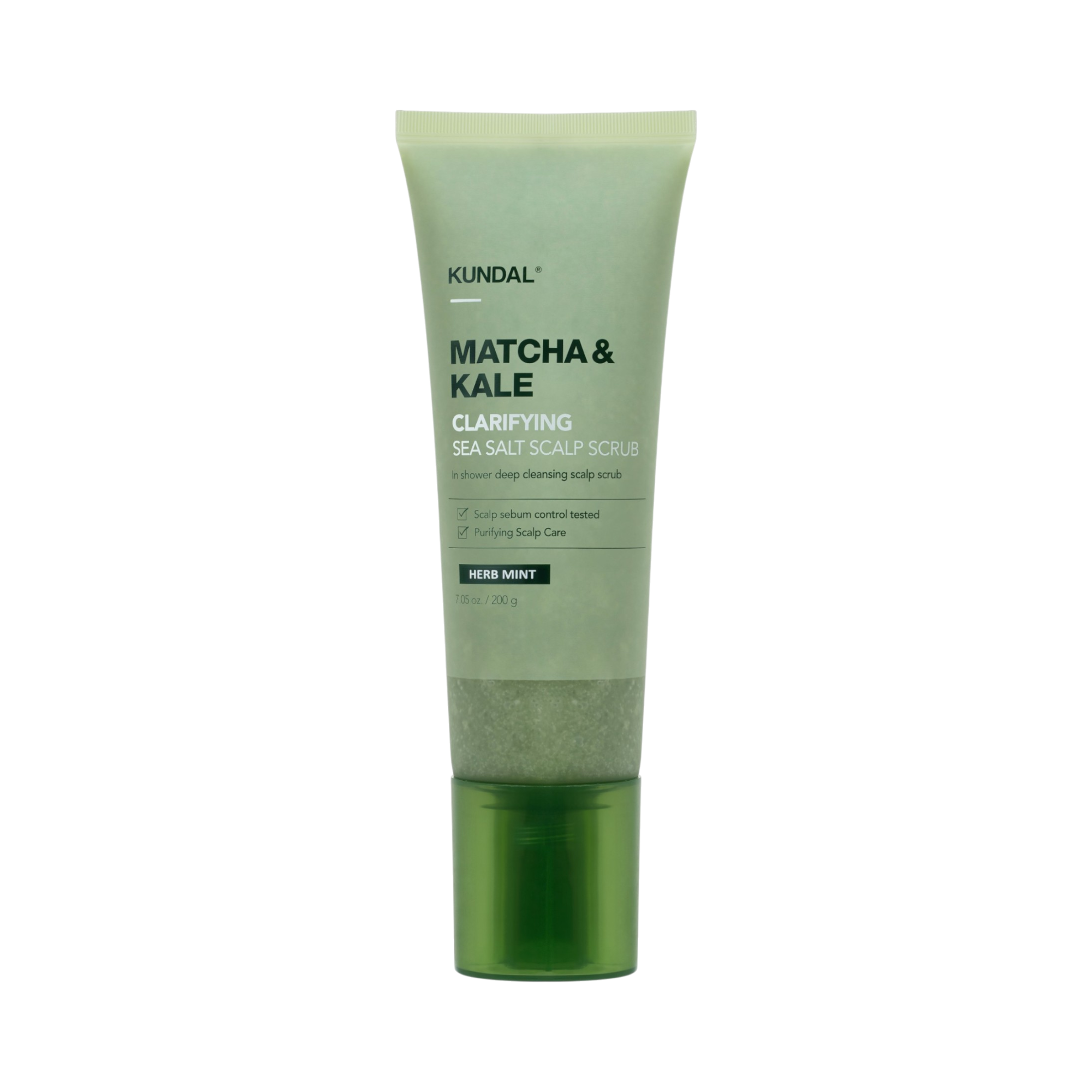 KUNDAL MATCHA&KALE CLARIFYING SEA SALT SCRUB Trychologiczny peeling do skóry głowy Herb Mint 200 g