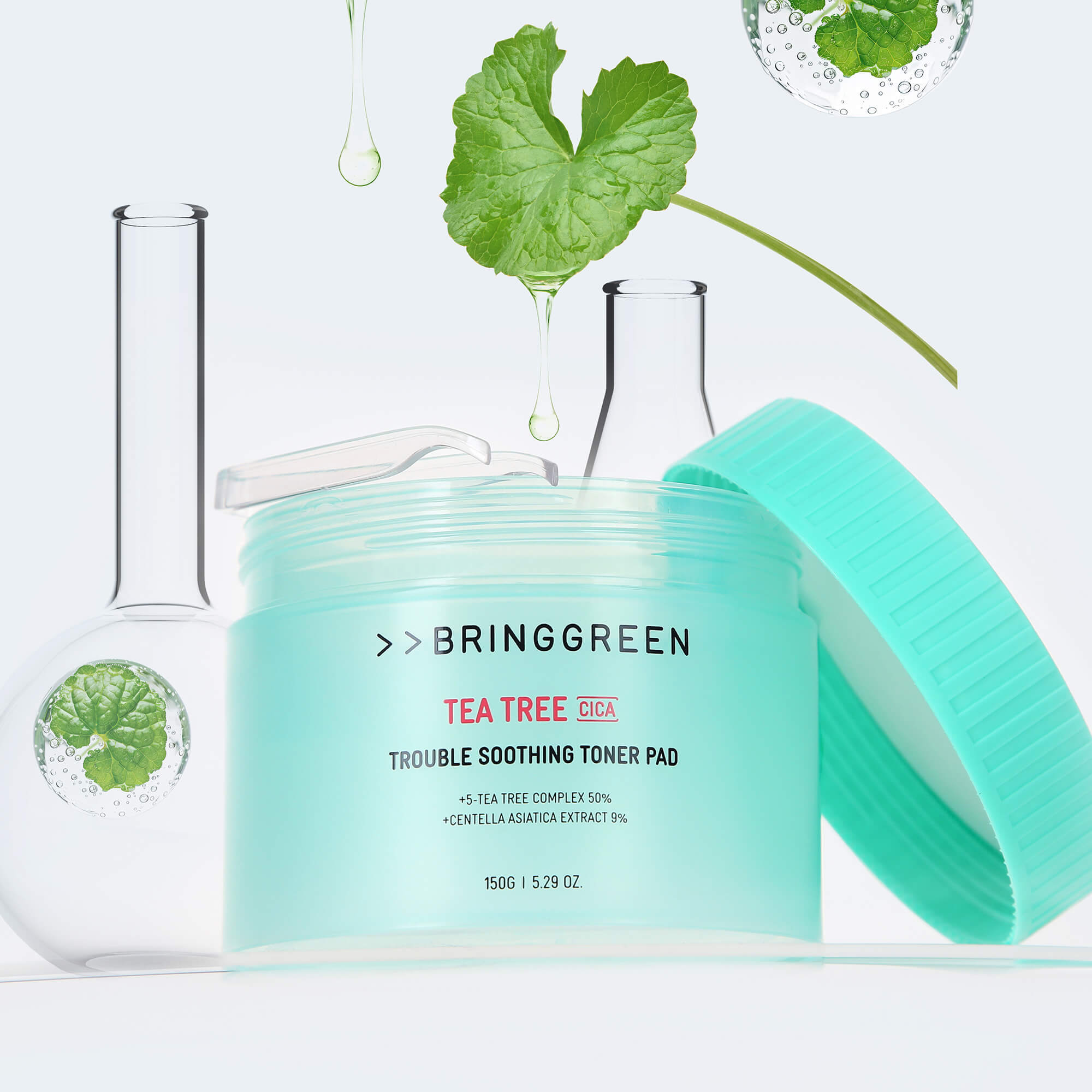 BRINGGREEN Tea Tree Cica Trouble Soothing Toner Pad – Zklidňující tonizační tampony s tea tree a cica, 90 ks. #7