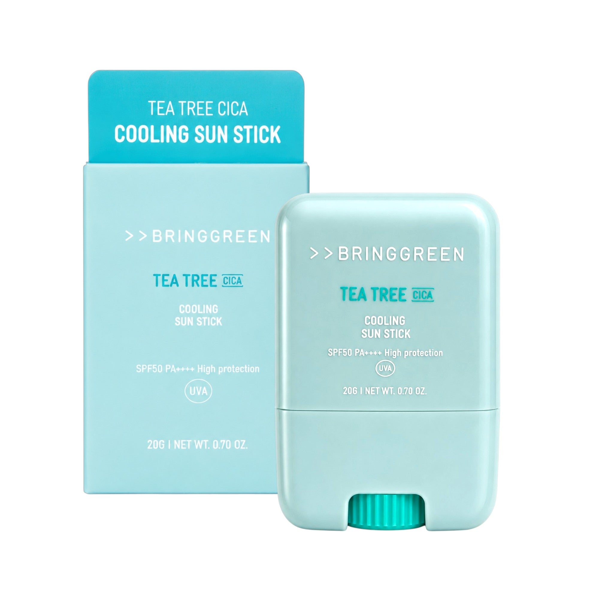 BRINGGREEN Tea Tree Cica Cooling Sun Stick SPF50+ PA++++ – Chladivá sluneční tyčinka, 20 g