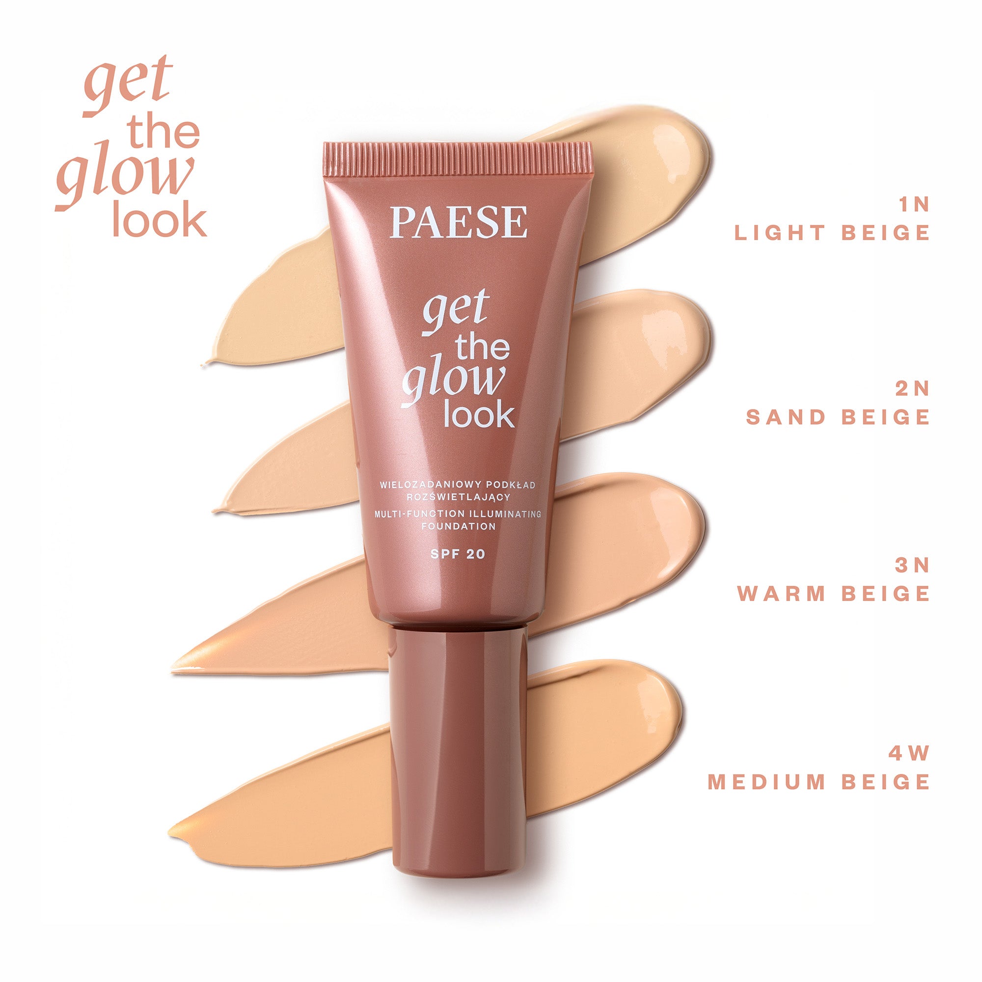 PAESE GET THE GLOW LOOK SPF 20 Wielozadaniowy podkład rozświetlający 30 ml