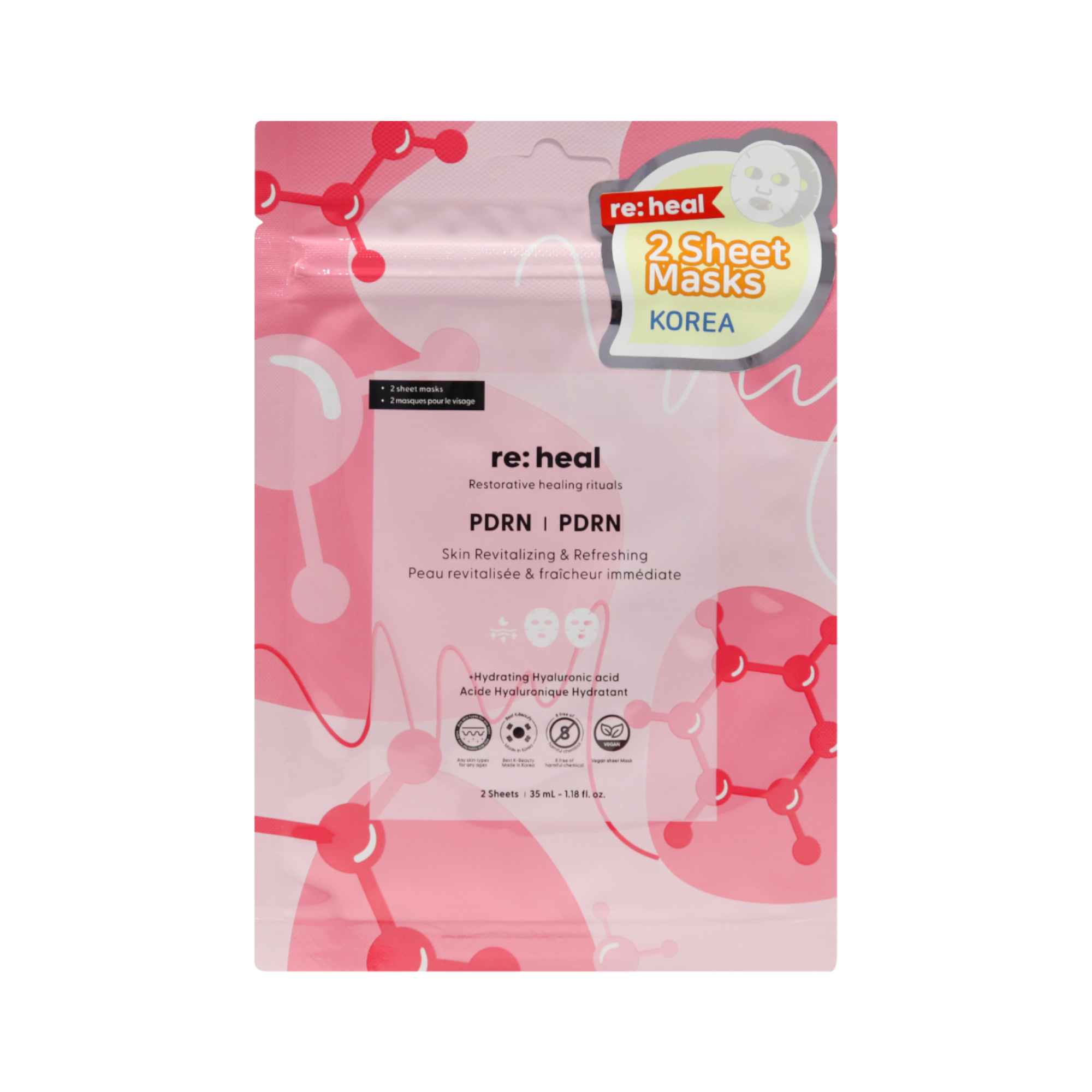 RE:HEAL Masque en tissu – revitalisation et rafraîchissement 35 ml (2 pcs.)