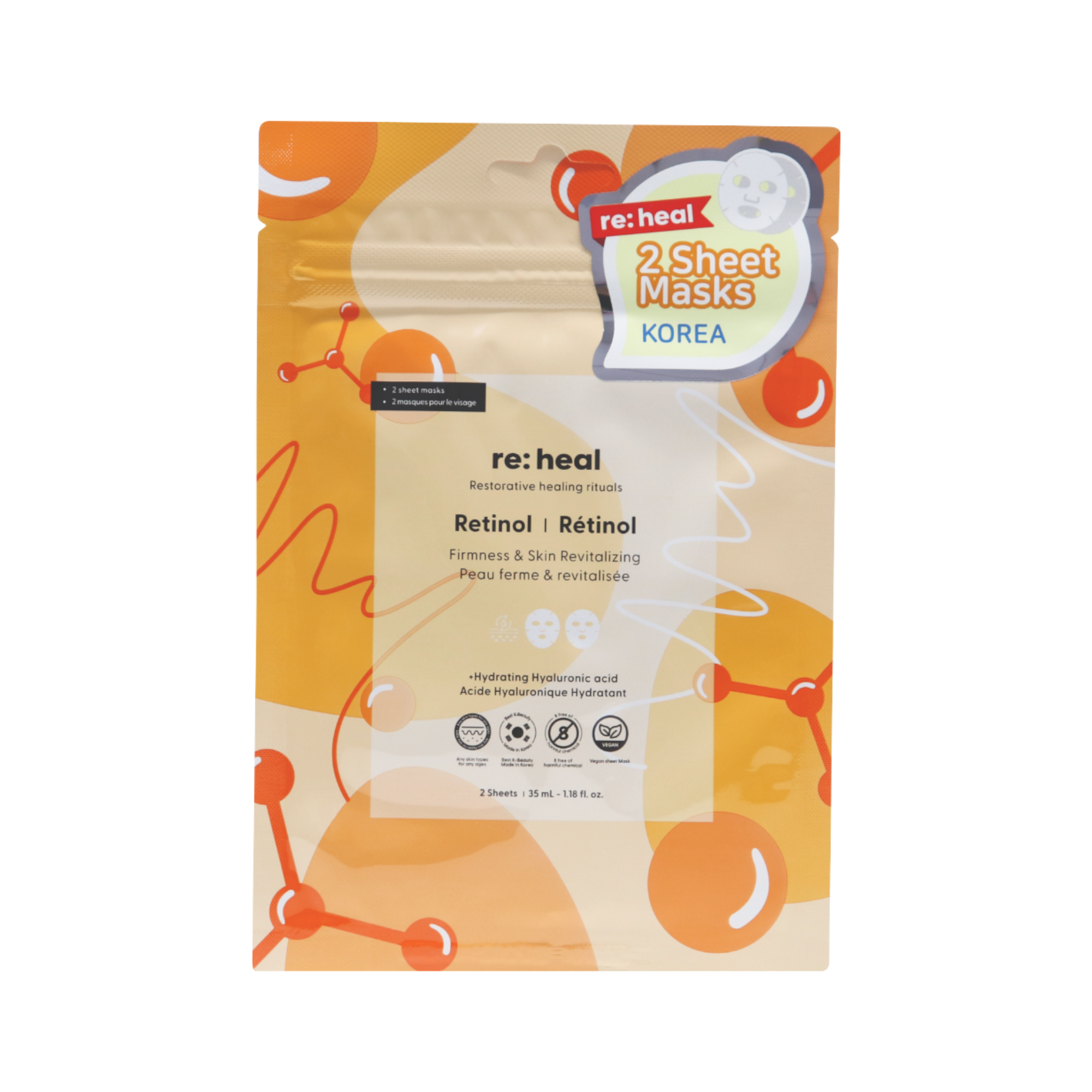 RE:HEAL Masque en tissu – raffermissant et revitalisant 35 ml (2 pcs.)