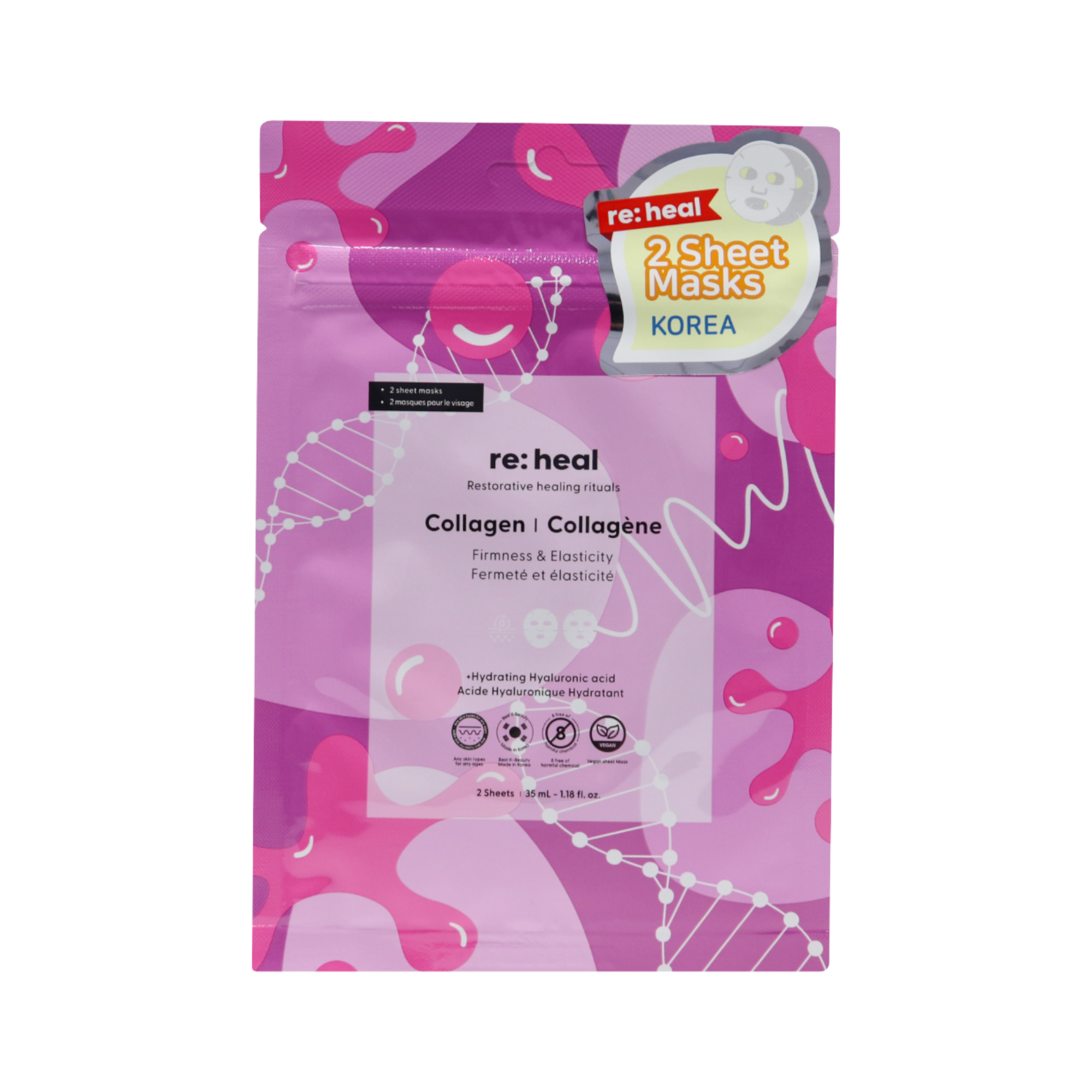 RE:HEAL Masque en tissu – raffermissement et élasticité 35 ml (2 pcs.)