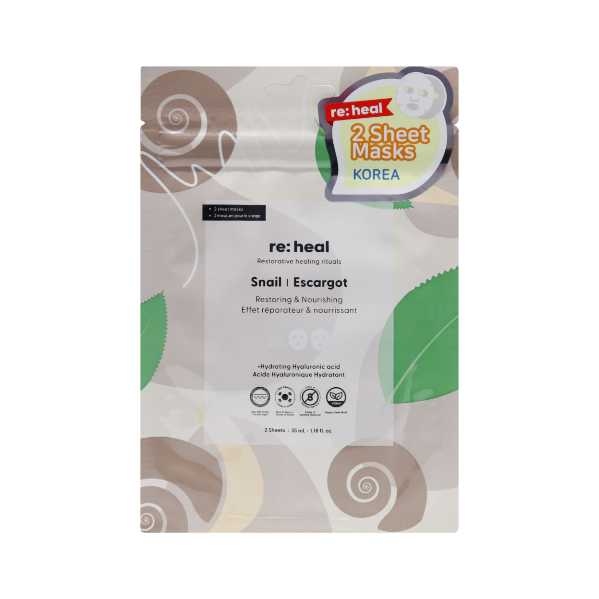 RE:HEAL Masque en tissu – nutrition et régénération 35 ml (2 pcs.)