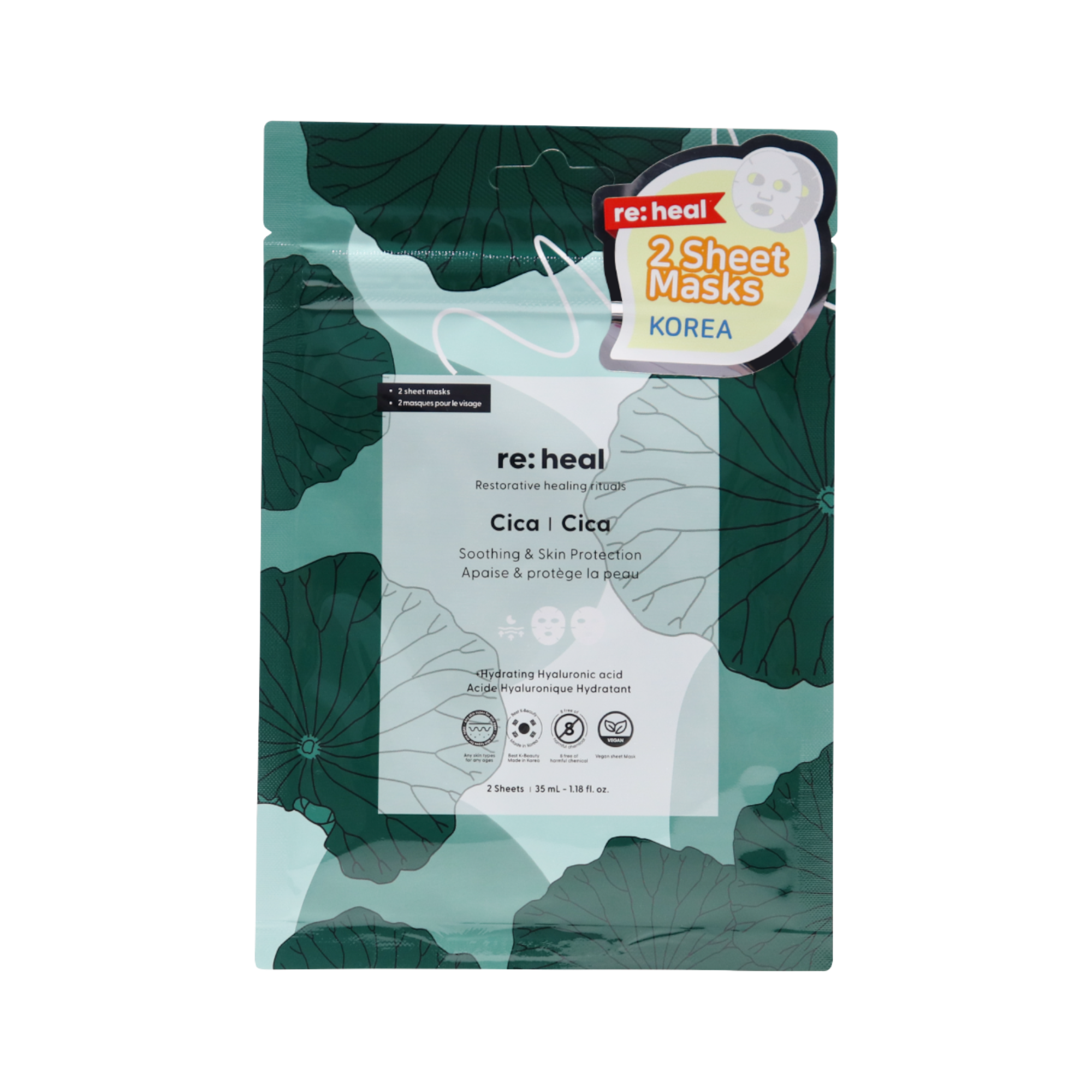 RE:HEAL CICA Masque en tissu – apaisant et protecteur 35 ml (2 pcs.)