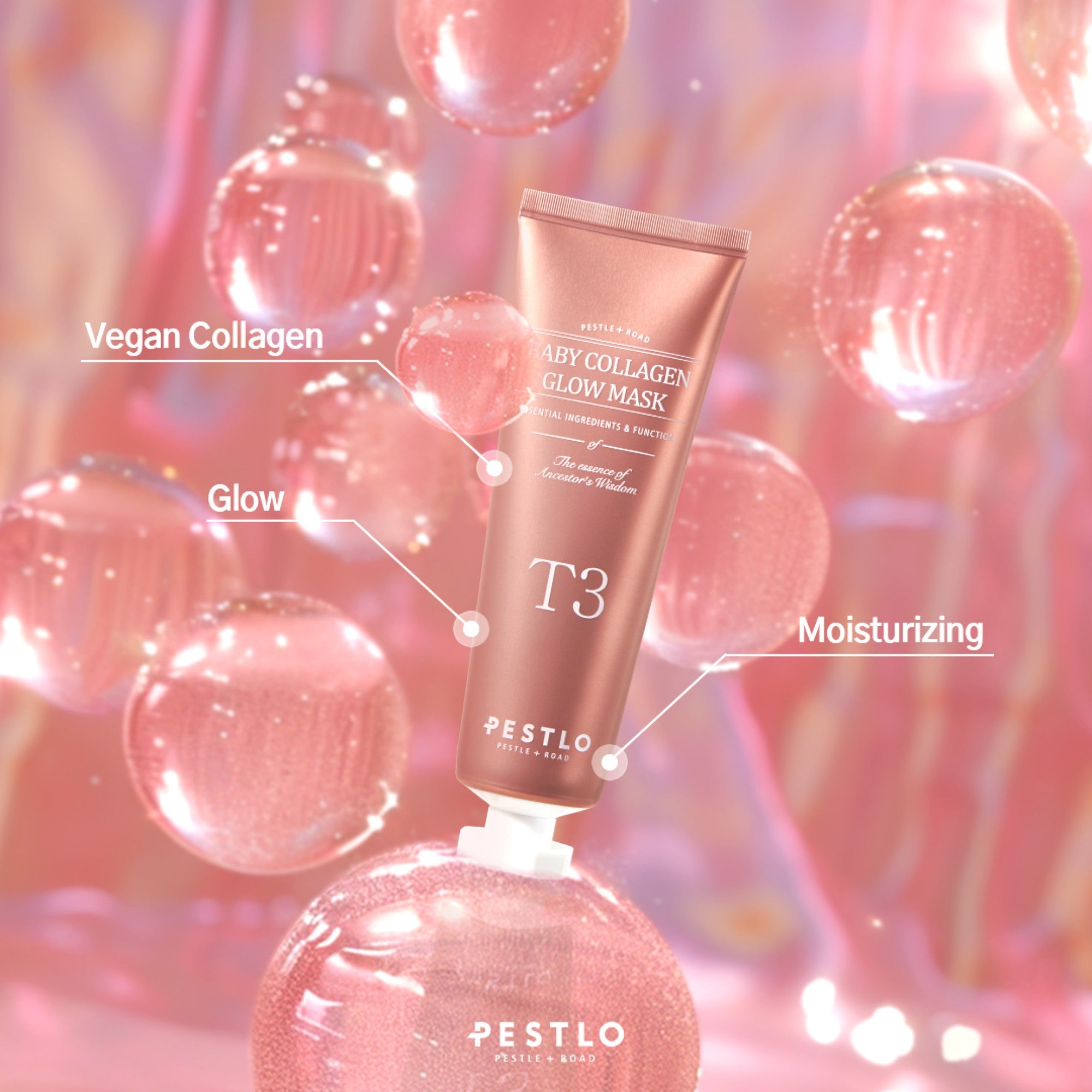 PESTLO T3 BABY COLLAGEN GLOW MASK Slupovací kolagenová maska se zářivým efektem 70 ml #3