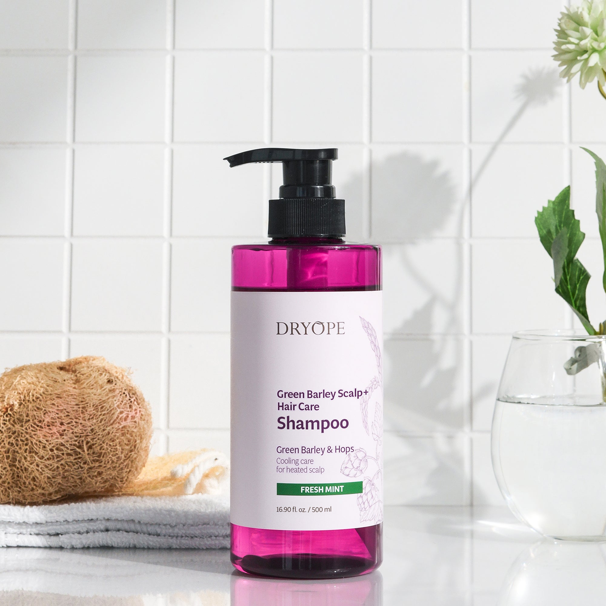 DRYOPE GREEN BARLEY SCALP Veganský šampon proti vypadávání vlasů Fresh Mint 500 ml #2