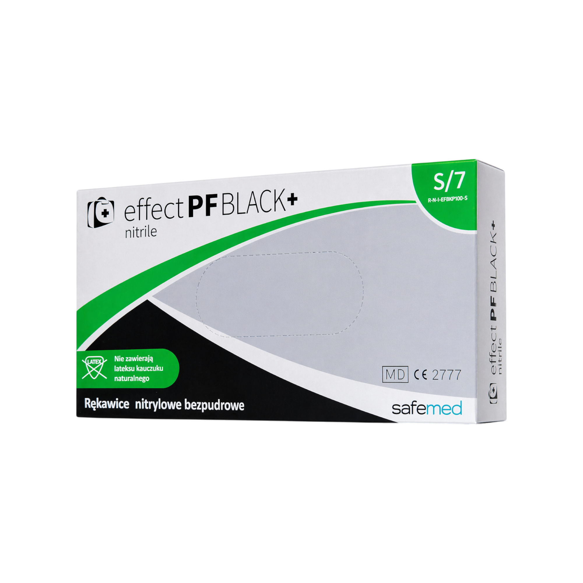 SAFEMED EFFECT PF Jednorázové nitrilové rukavice bez pudru Black + S 100 ks.