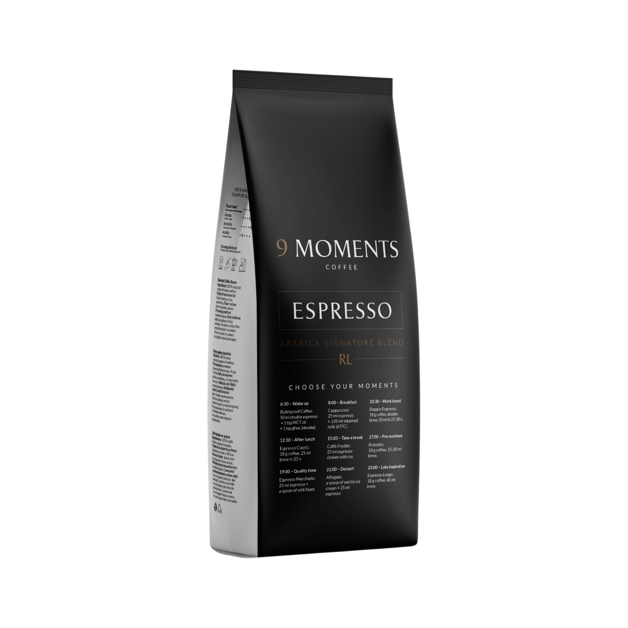 9 MOMENTS ESPRESSO Přírodní pražená káva 100% Arabica 500 g