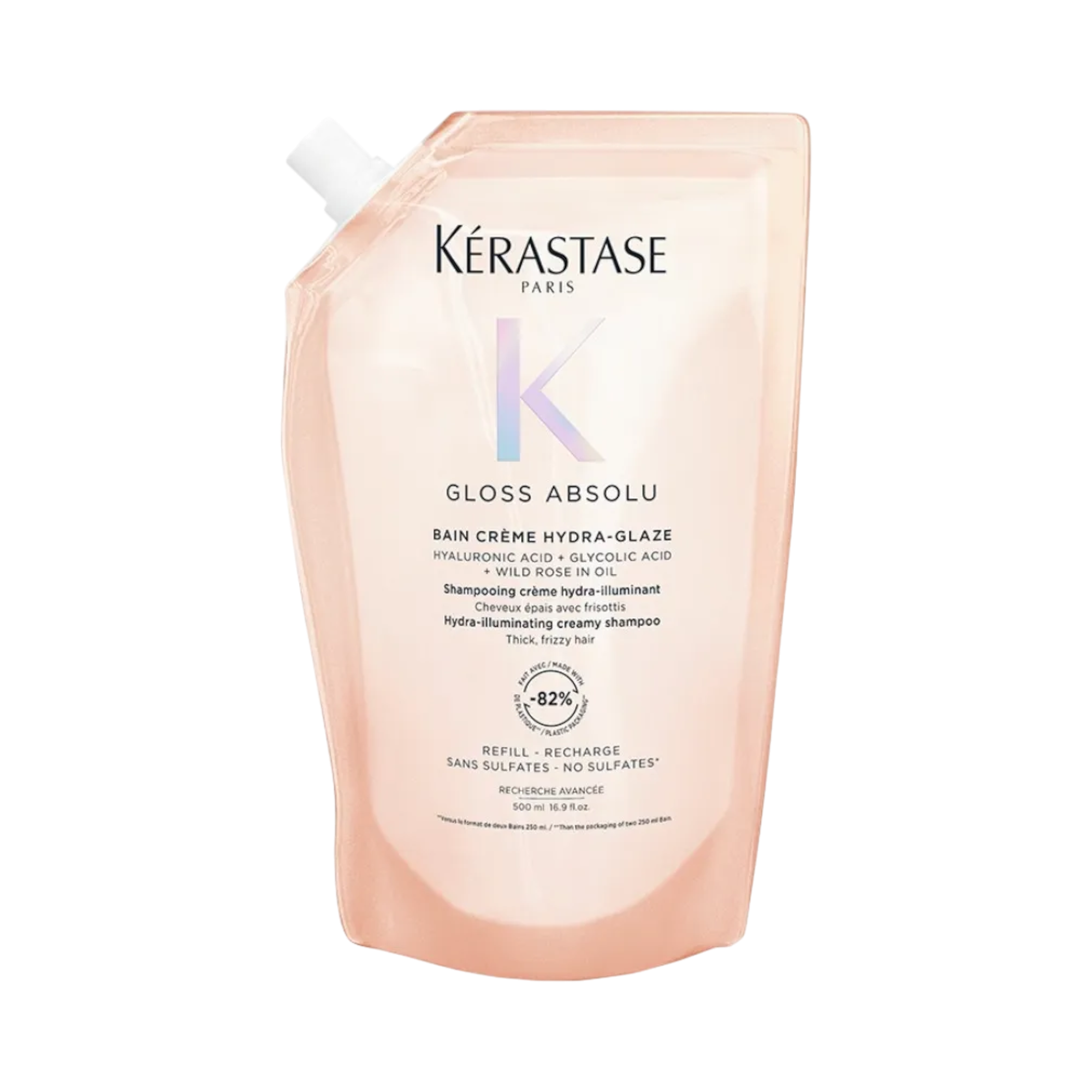 KÉRASTASE GLOSS ABSOLU BAIN HYDRA GLAZE REFILL Šampon pro lesk a vyhlazování vlasů 500 ml
