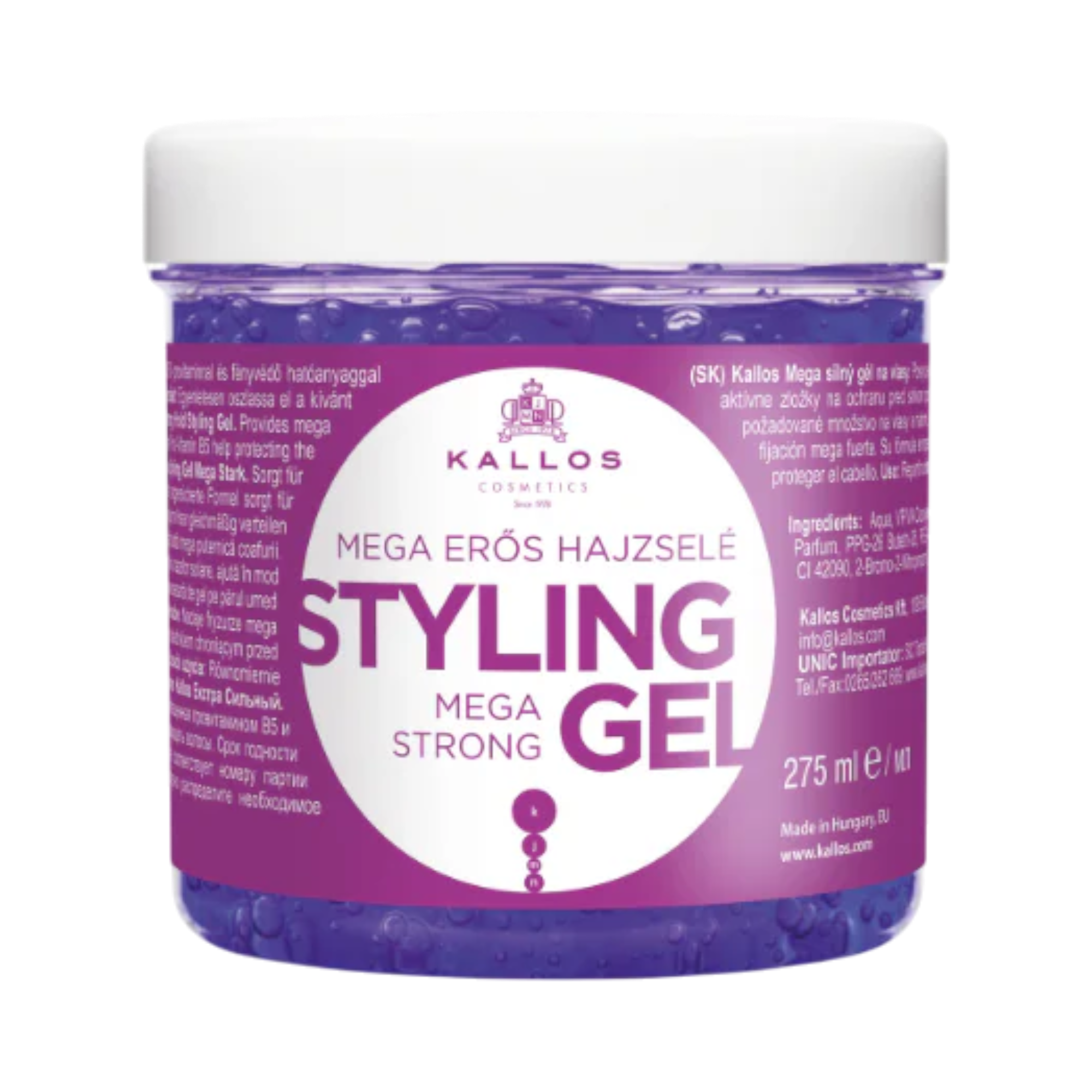 KALLOS EROS MEGA STRONG HOLD Mega silný stylingový gel na vlasy 275 ml