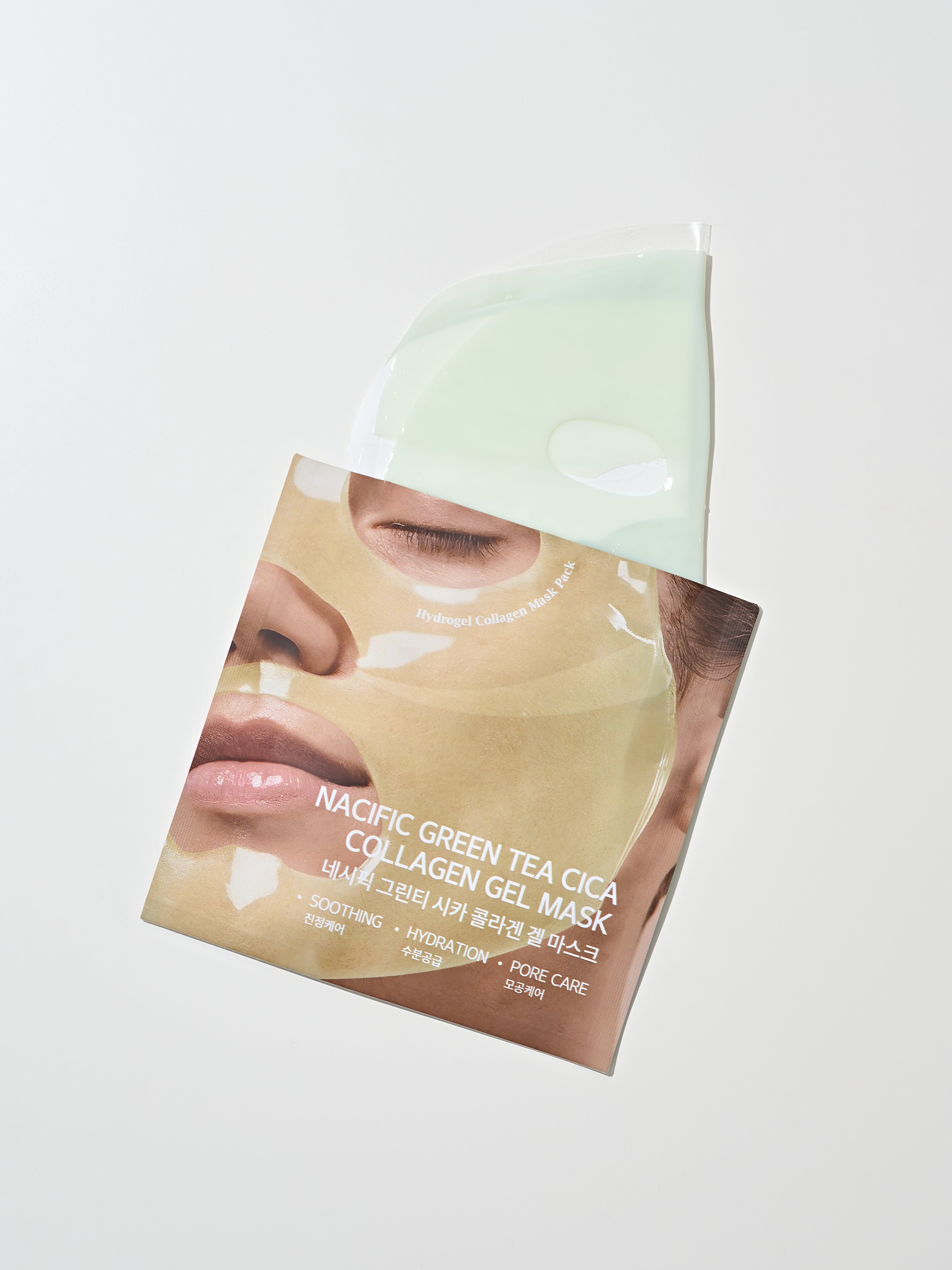 NACIFIC GREEN TEA Cica Collagen Gel Mask – hydrożelowa łagodząco-nawilżająca maska do twarzy (4 × 35 g) #2