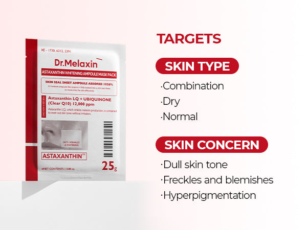 DR.MELAXIN MASQUE AMPOULE ÉCLAIRCISSANT À L'ASTAXANTHINE Masques en tissu éclaircissants à l'astaxanthine 5x25 ml #5