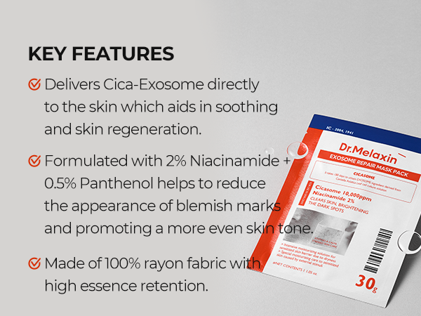 DR.MELAXIN EXOSOME REPAIR MASK PACK Maschere in tessuto rigeneranti con esosomi per pelle acneica 5 x 30 g #6