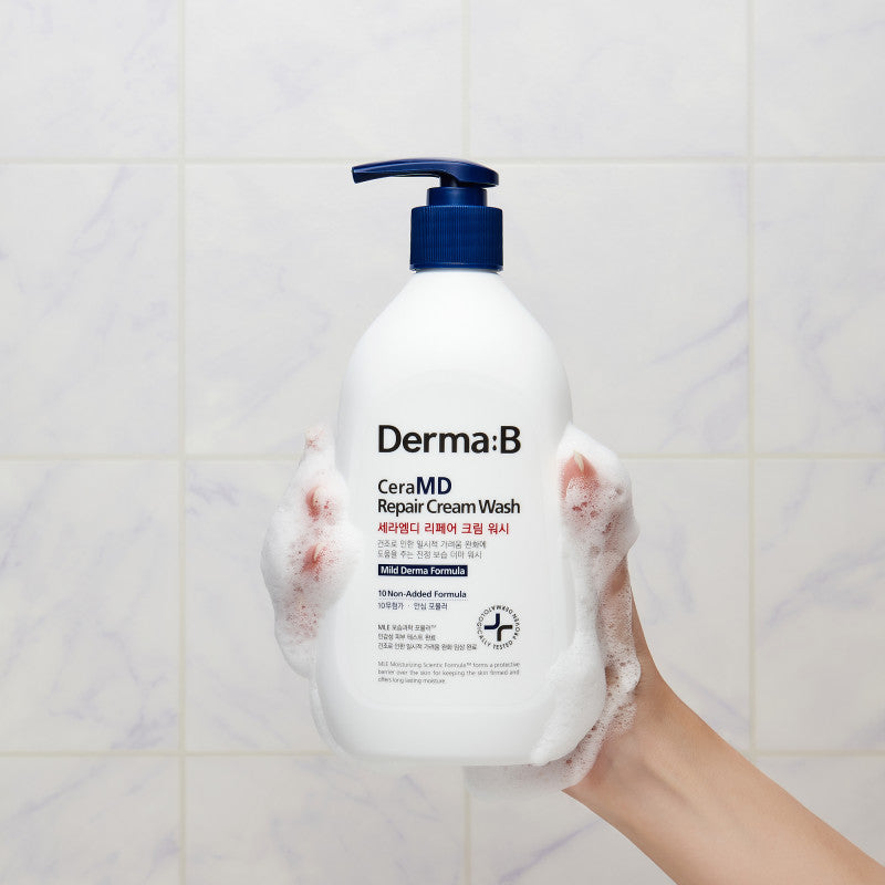 DERMA:B CERAMD Hydratační a zklidňující krémový mycí gel na tělo 400 ml #2