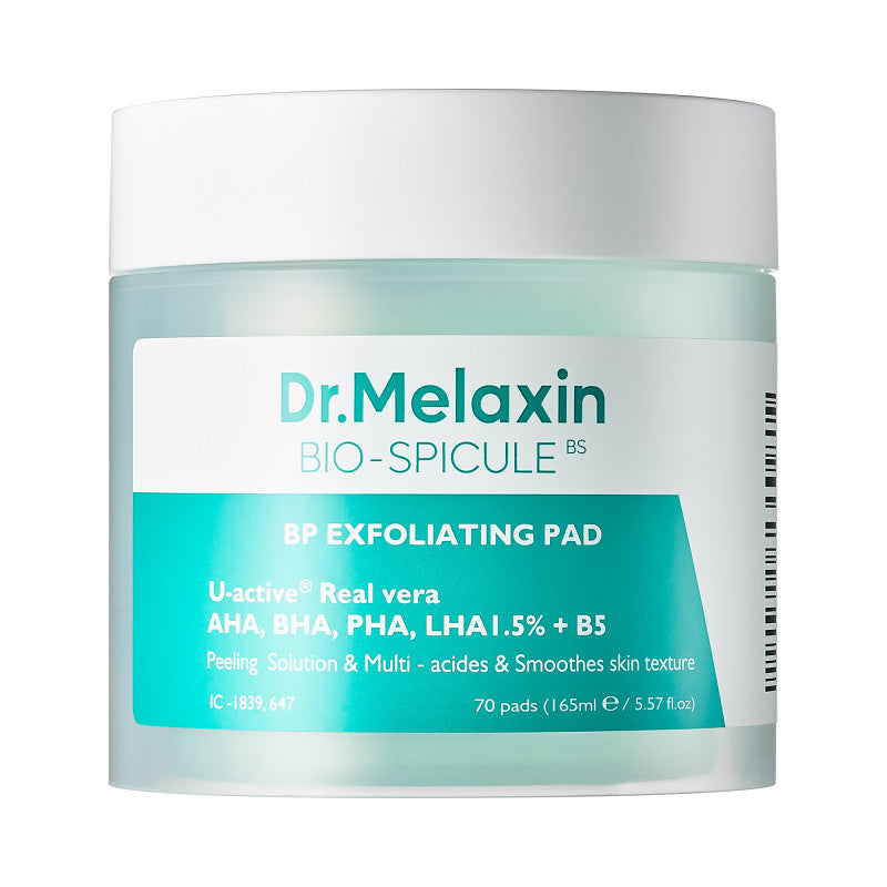 DR.MELAXIN BIO-SPICULE BP EXFOLIATING PAD Złuszczające płatki z kwasami AHA, BHA, PHA, LHA 165 ml (70 szt)