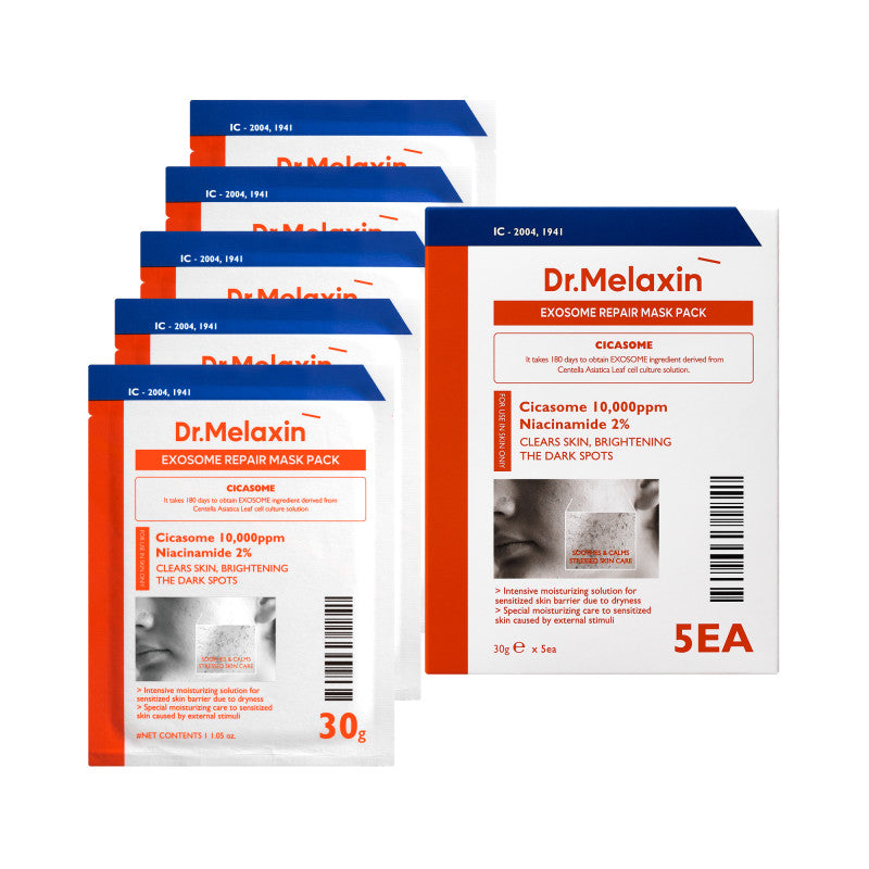 DR.MELAXIN EXOSOME REPAIR MASK PACK Maschere in tessuto rigeneranti con esosomi per pelle acneica 5 x 30 g