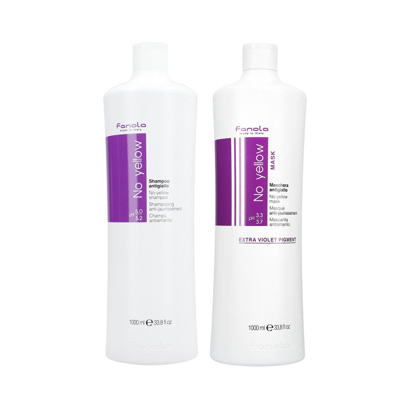 FANOLA NO YELLOW Sada pro blond vlasy, šampon 1000ml + maska 1000ml