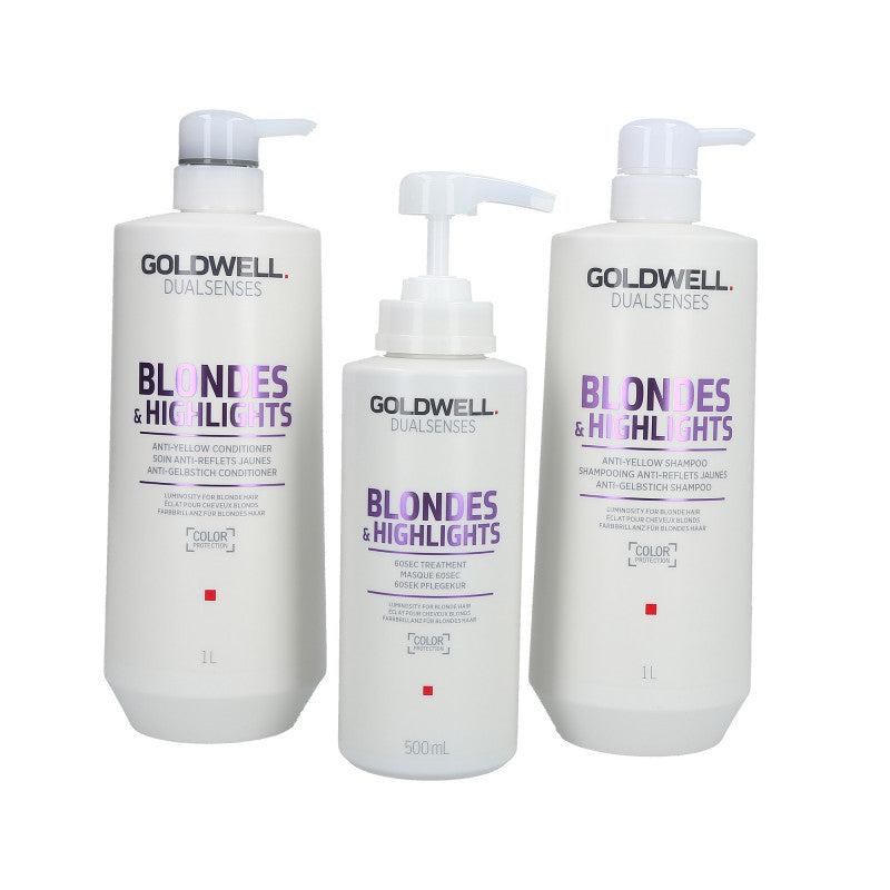 GOLDWELL DUALSENSES BLONDES&HIGHLIGHTS Zestaw szampon 1000 ml+odżywka 1000 ml+kuracja 500 ml