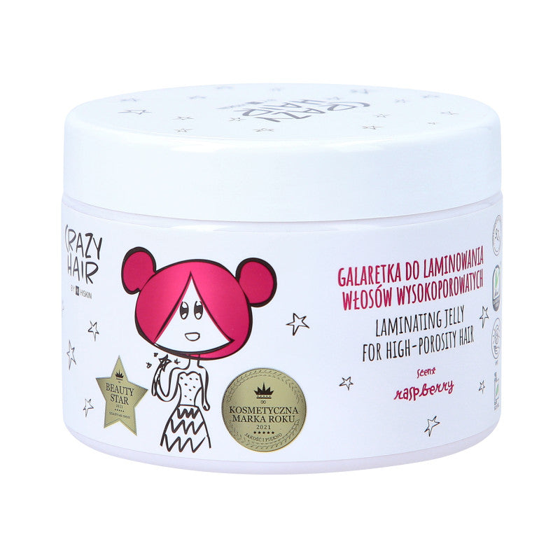 HISKIN CRAZY HAIR JELLY RASPBERRY Galaretka do laminowania włosów wysokoporowatych 300 ml