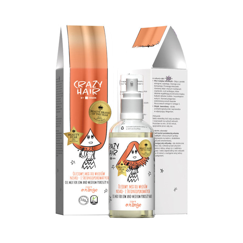HISKIN CRAZY HAIR Olejová směs pro vlasy s nízkou a střední pórovitostí s vůní pomeranče 100 ml