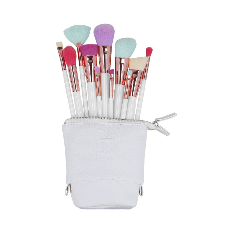 ilū basic Set de 11 pinceaux à maquillage + pochette, Multicolore