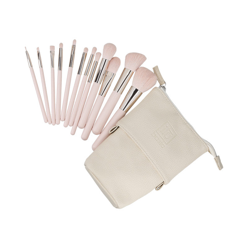 ilū basic Set di 12 pennelli trucco + astuccio, Rosa #2