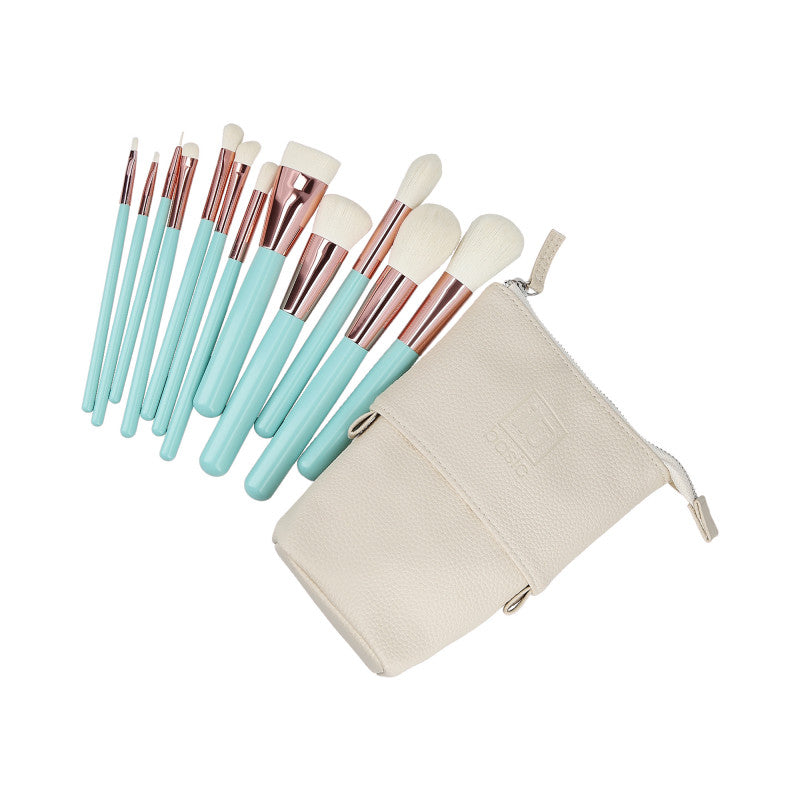 ilū basic Set de 12 pinceaux à maquillage + pochette, Turquoise #2