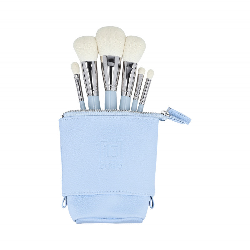 ilū basic Set de 6 pinceaux à maquillage + pochette, Bleu
