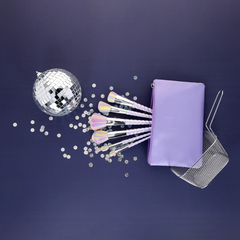 ilū basic Zestaw 6 pędzli do makijażu + etui, Unicorn, Pastel #4