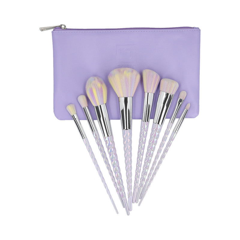 ilū basic Sada 8 štětců na make-up + pouzdro, Unicorn, Pastel #3