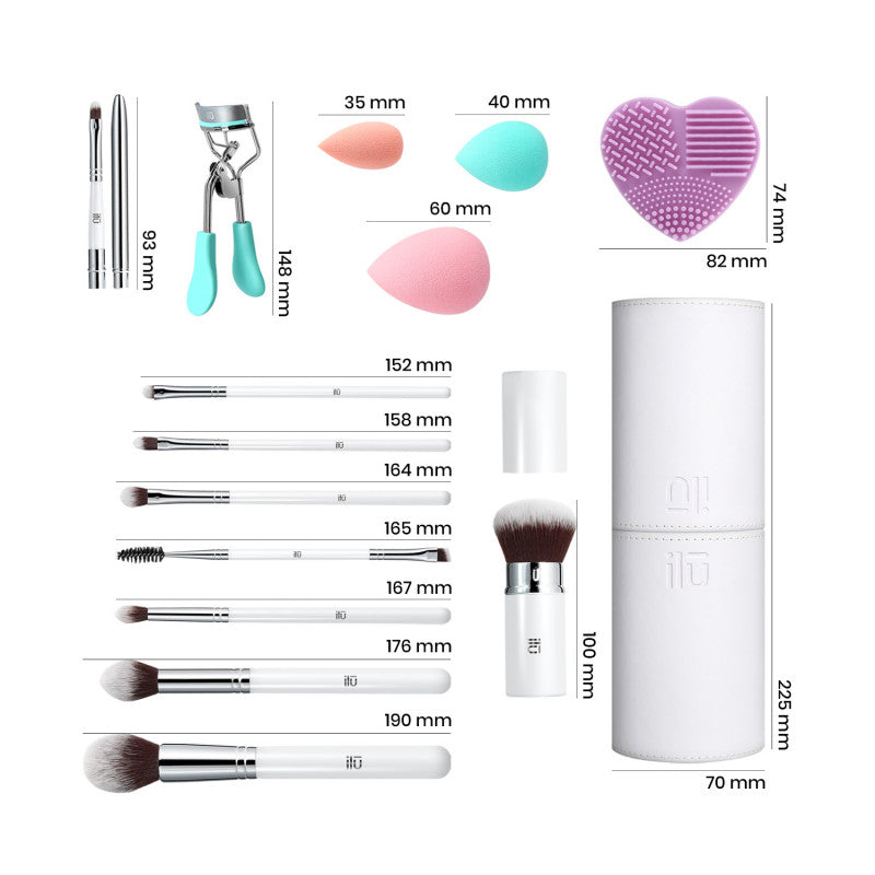 ilū Set 13 Pcs Pinceaux Maquillage avec Eponges 1 Tube 1 Nettoyeur 1 Recourbe Cils #3